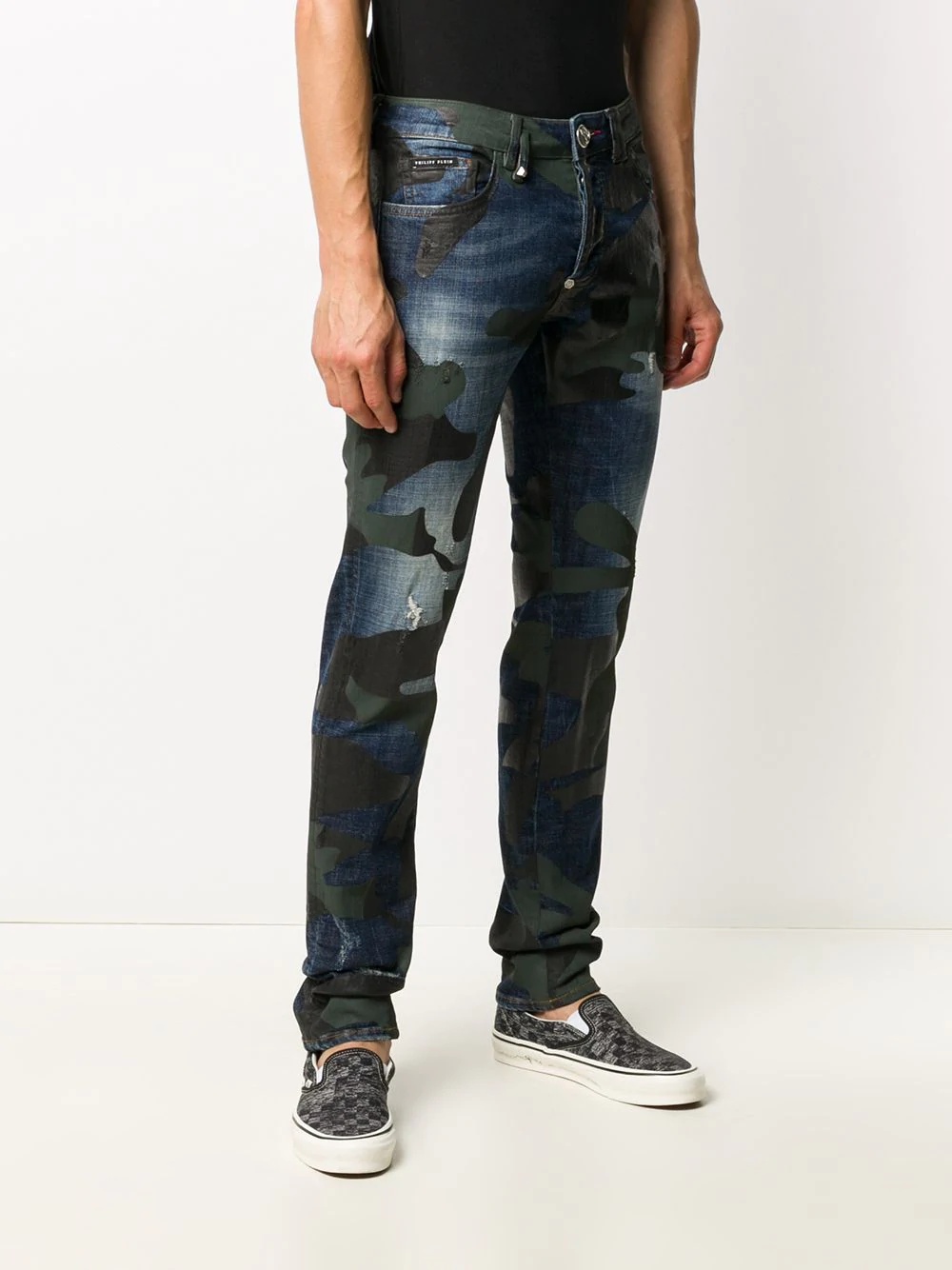 camouflage print straight jeans  - 3