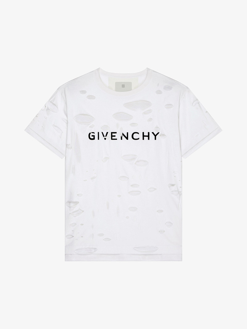 GIVENCHY OVERSIZED T-SHIRT IN COTTON WITH DESTROYED EFFECT - 1