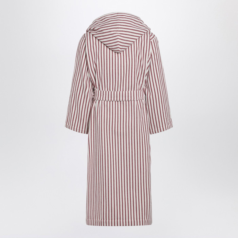 TEKLA Bathrobe white/dark pink striped outlook