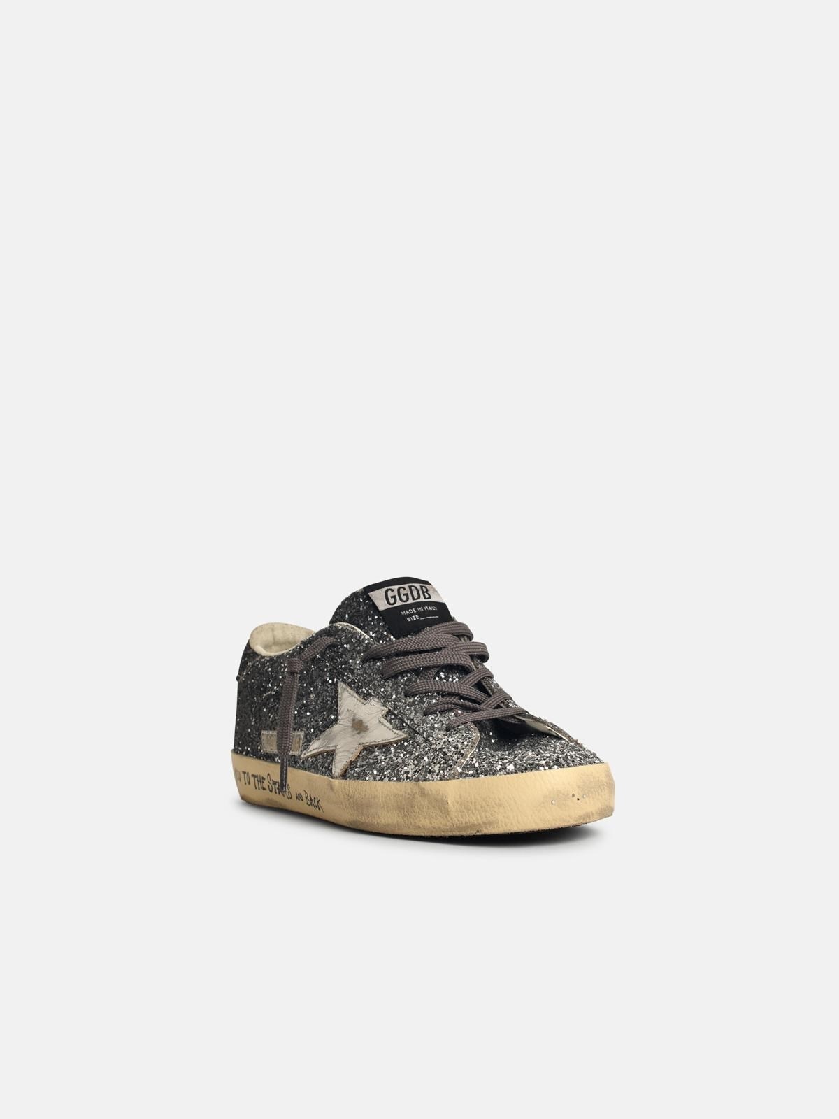 'SUPER-STAR CLASSIC' SNEAKERS IN GLITTER LEATHER BLEND WITH SILVER STAR - 2