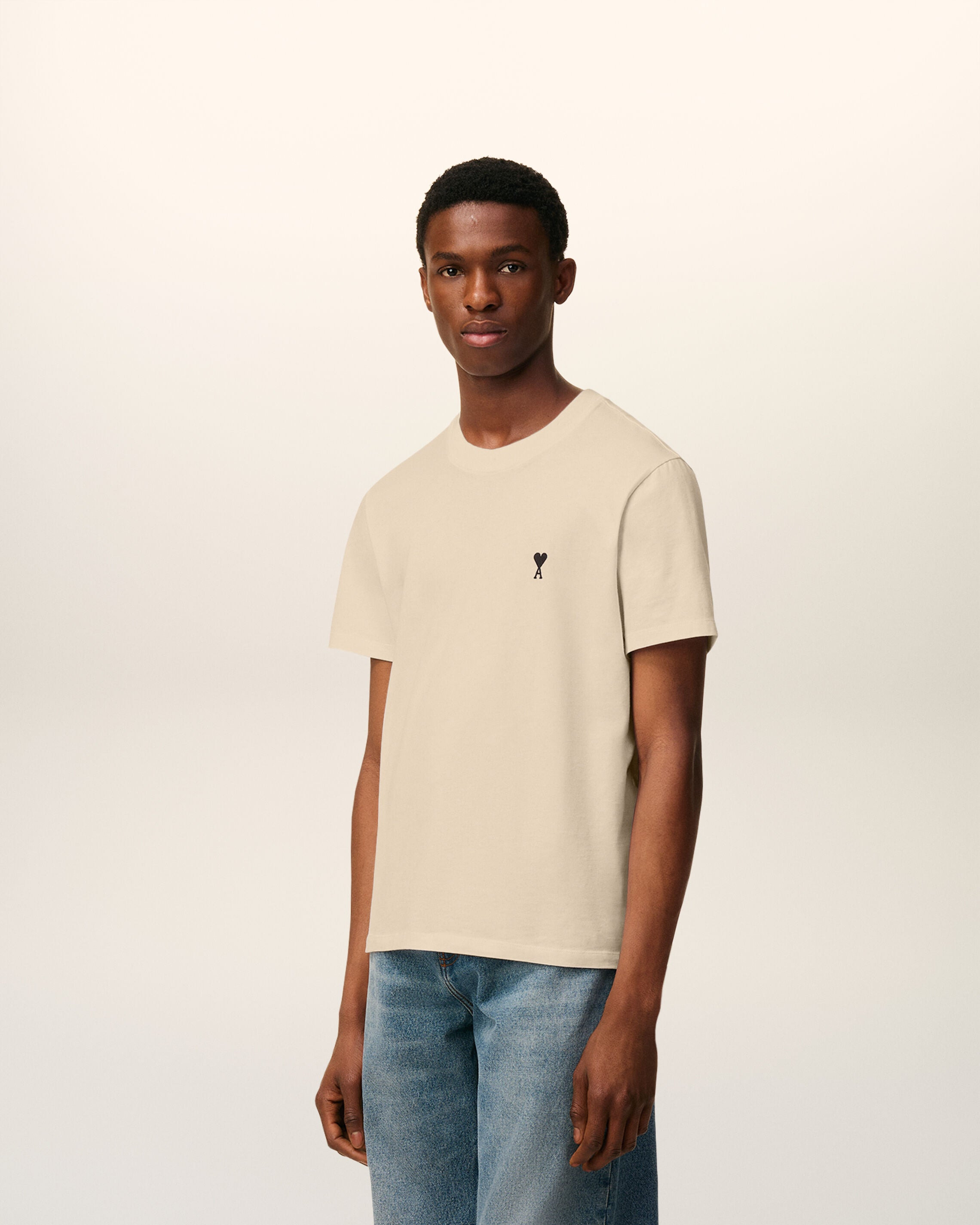BEIGE COTTON AMI DE COEUR T-SHIRT - 6