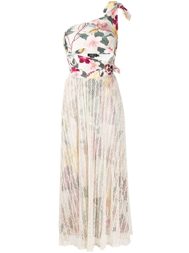 Hibiscus floral-print one-shoulder dress 1