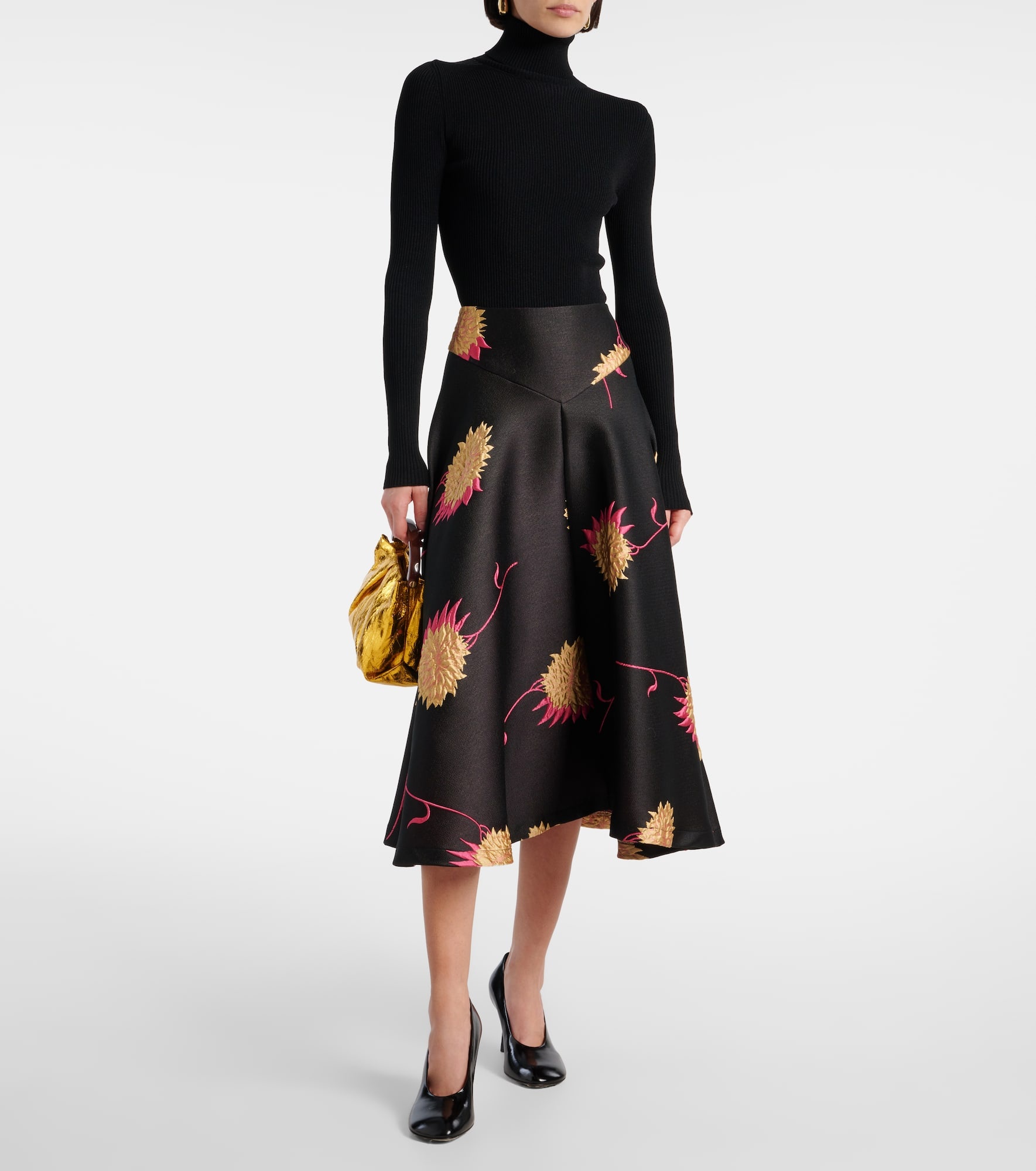 Milano jacquard satin midi skirt - 2