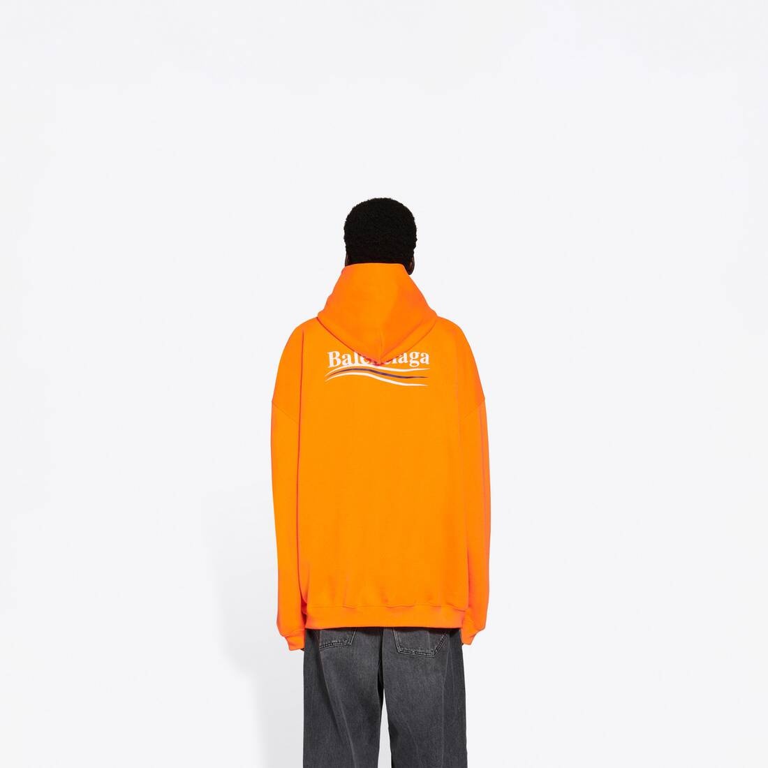 BALENCIAGA Men's Political Campaign Medium Fit Hoodie in Fluo