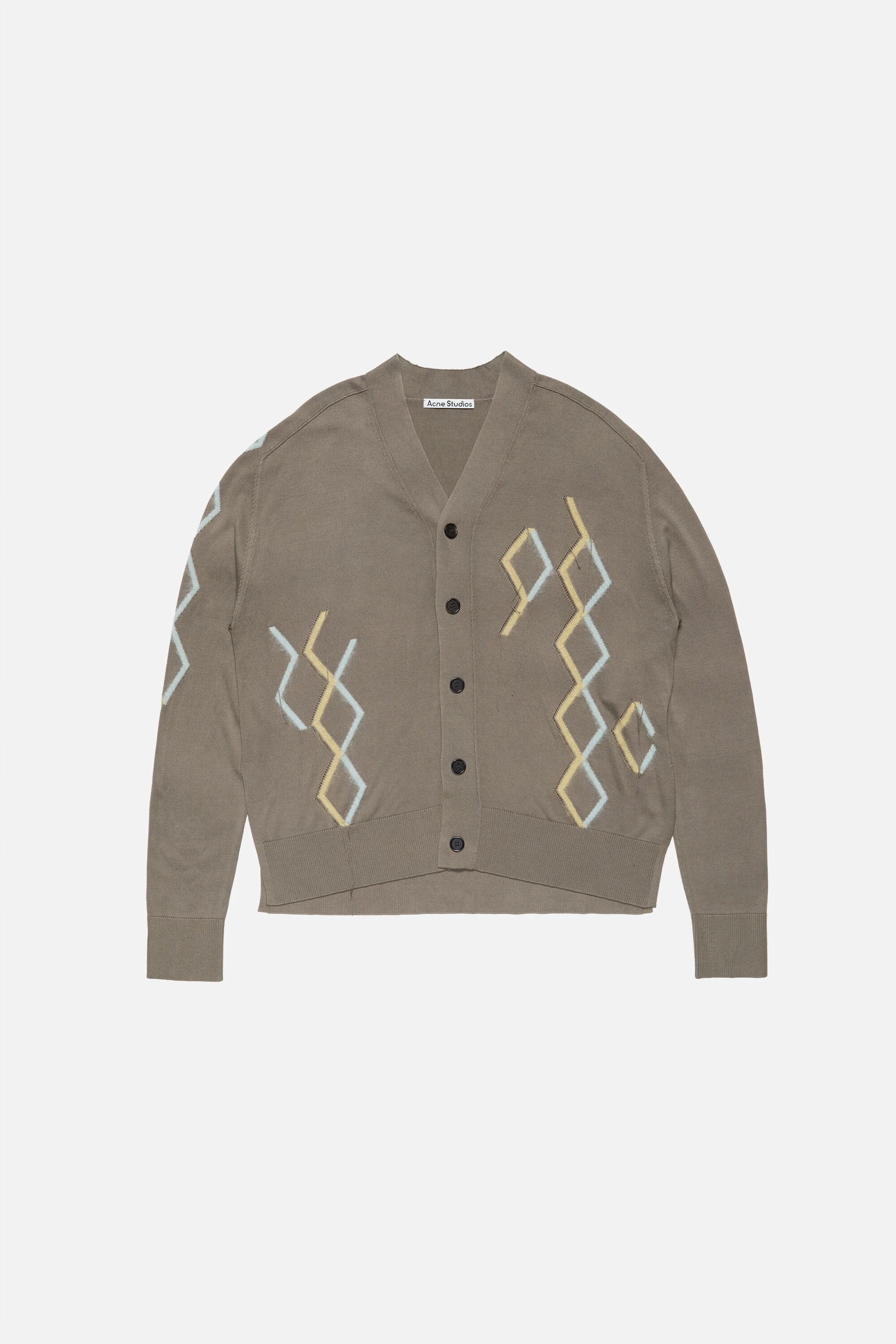 Argyle knit cardigan - Taupe Brown - 1