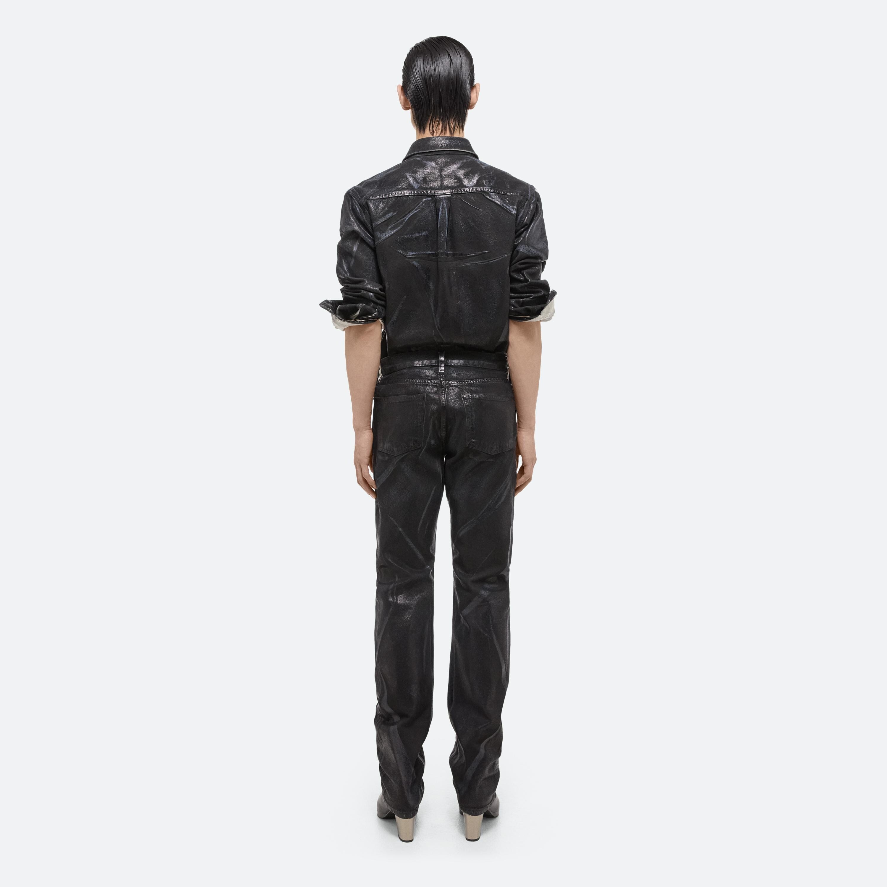 FOILED LOW-RISE STRAIGHT JEANS - 5