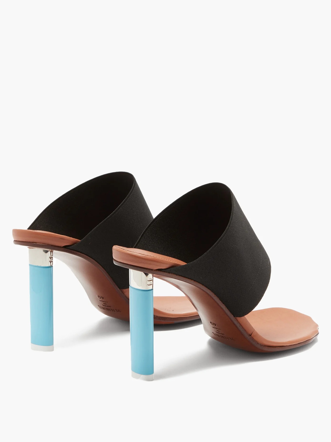 Lighter-heel stretch-strap leather mule sandals - 4