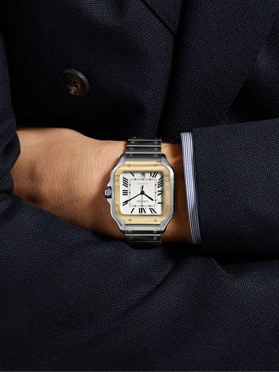 Cartier Santos Automatic 39.8mm 18-Karat Gold Interchangeable Stainless Steel and Leather Watch, Ref. No. W2 outlook