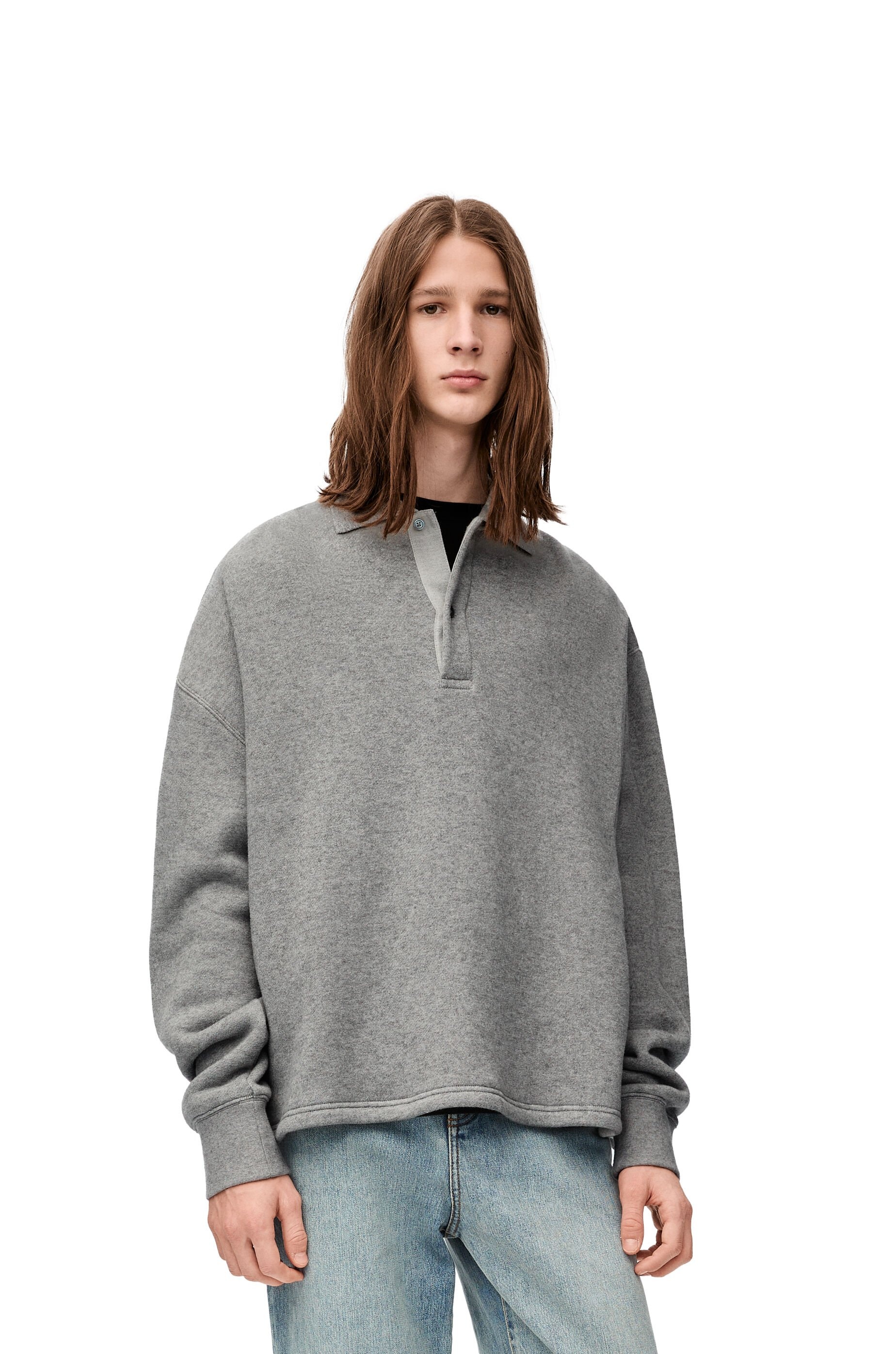 Polo sweatshirt in cotton and cashmere - 3