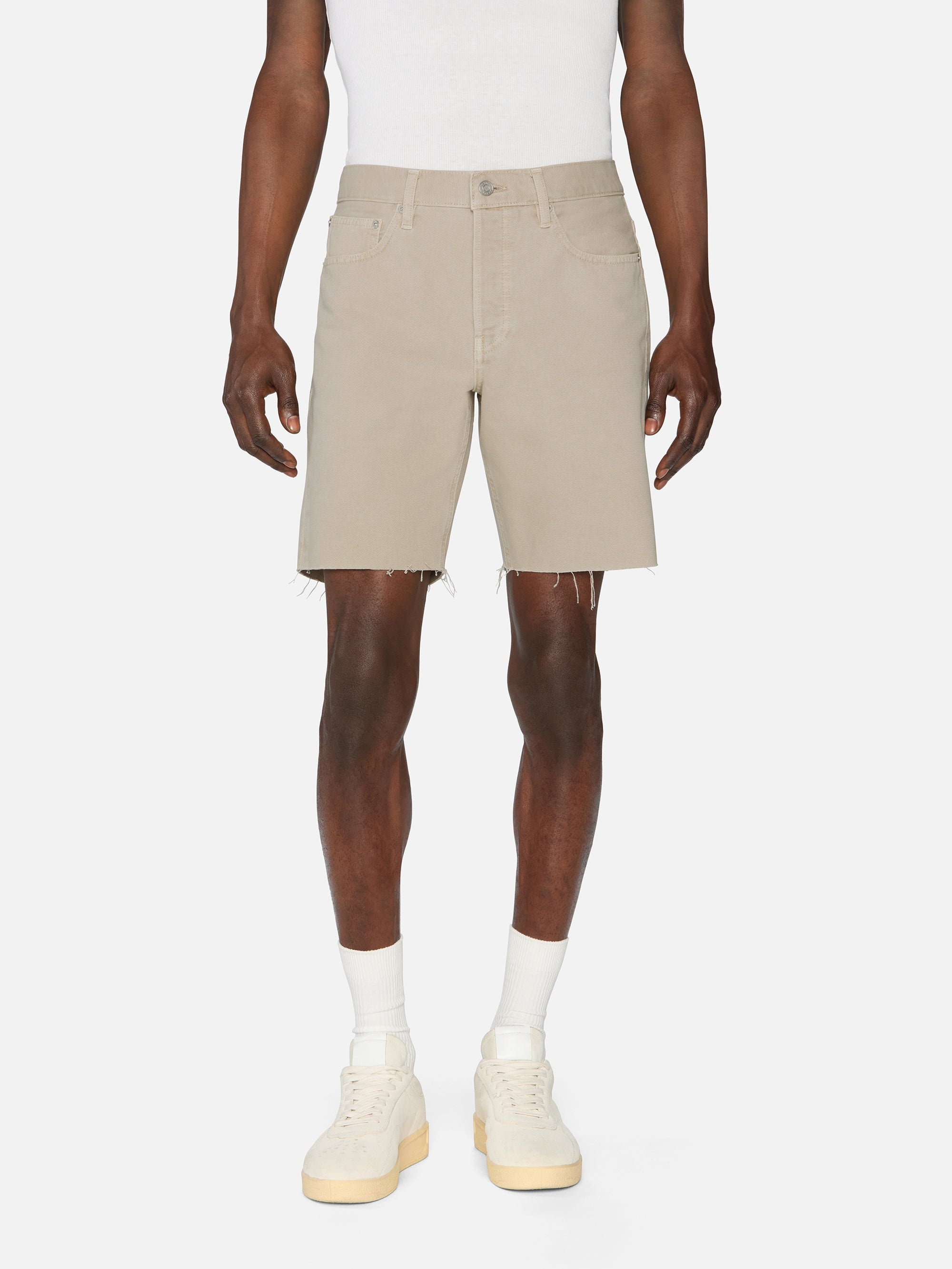 Relaxed Short Raw Hem in Beach Sand - 4