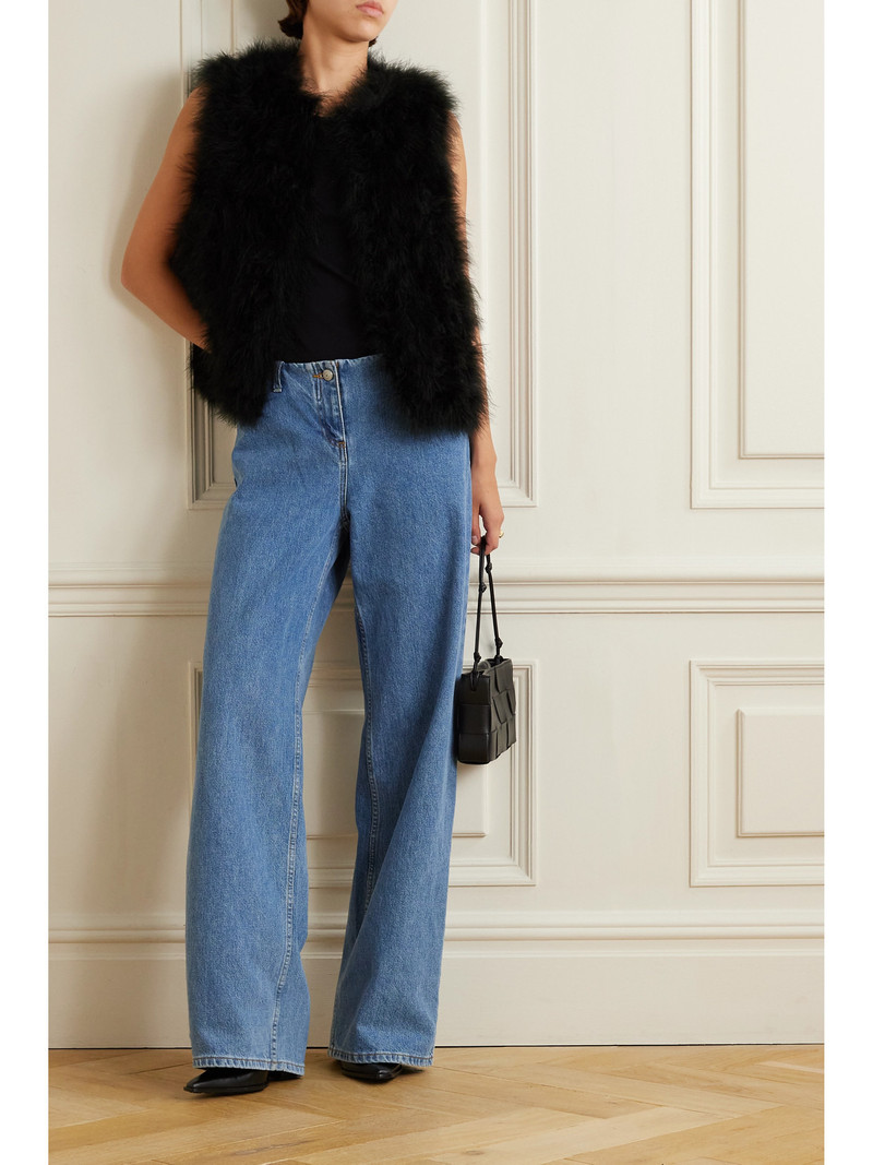 Yves Salomon Feather-embellished Silk-satin Vest outlook