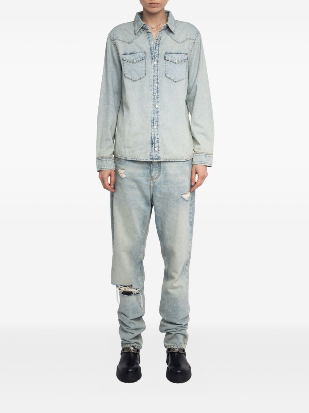 Saby stud-embellished denim shirt - 2