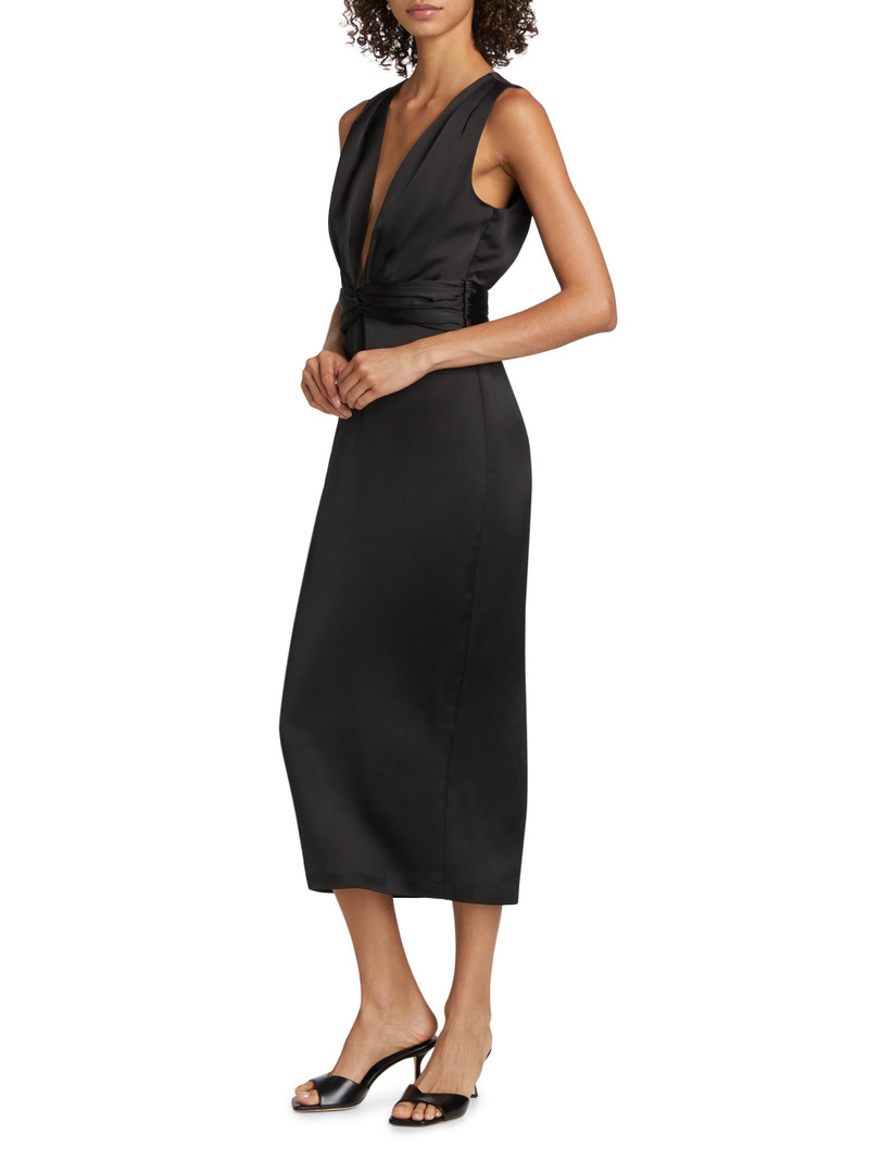 Women's Talon Satin Plunge Midi-Dress - Black 4