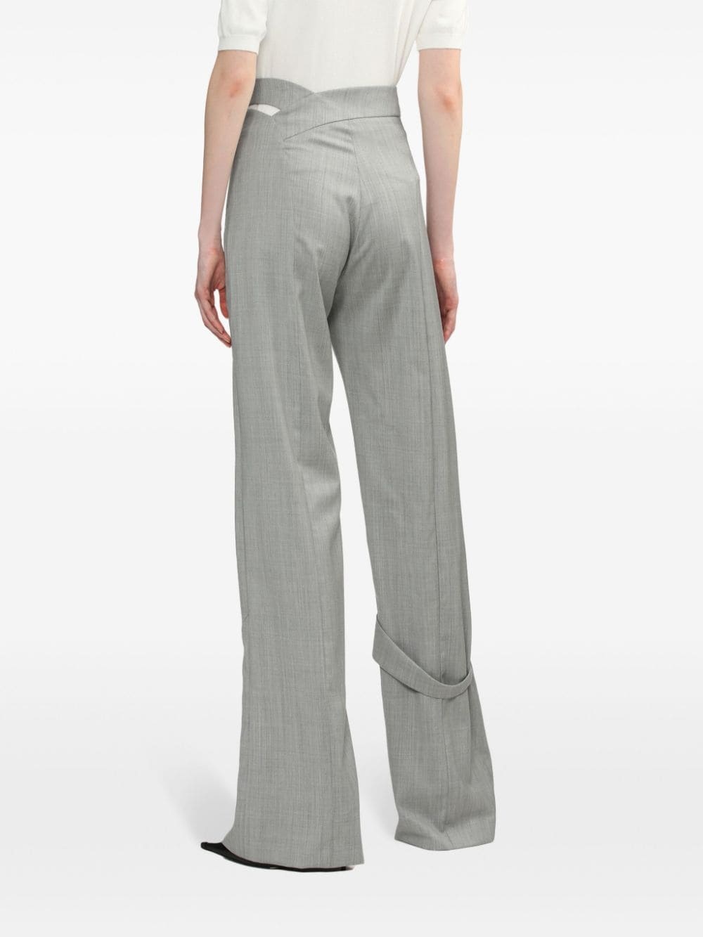 wool asymmetric trousers - 4