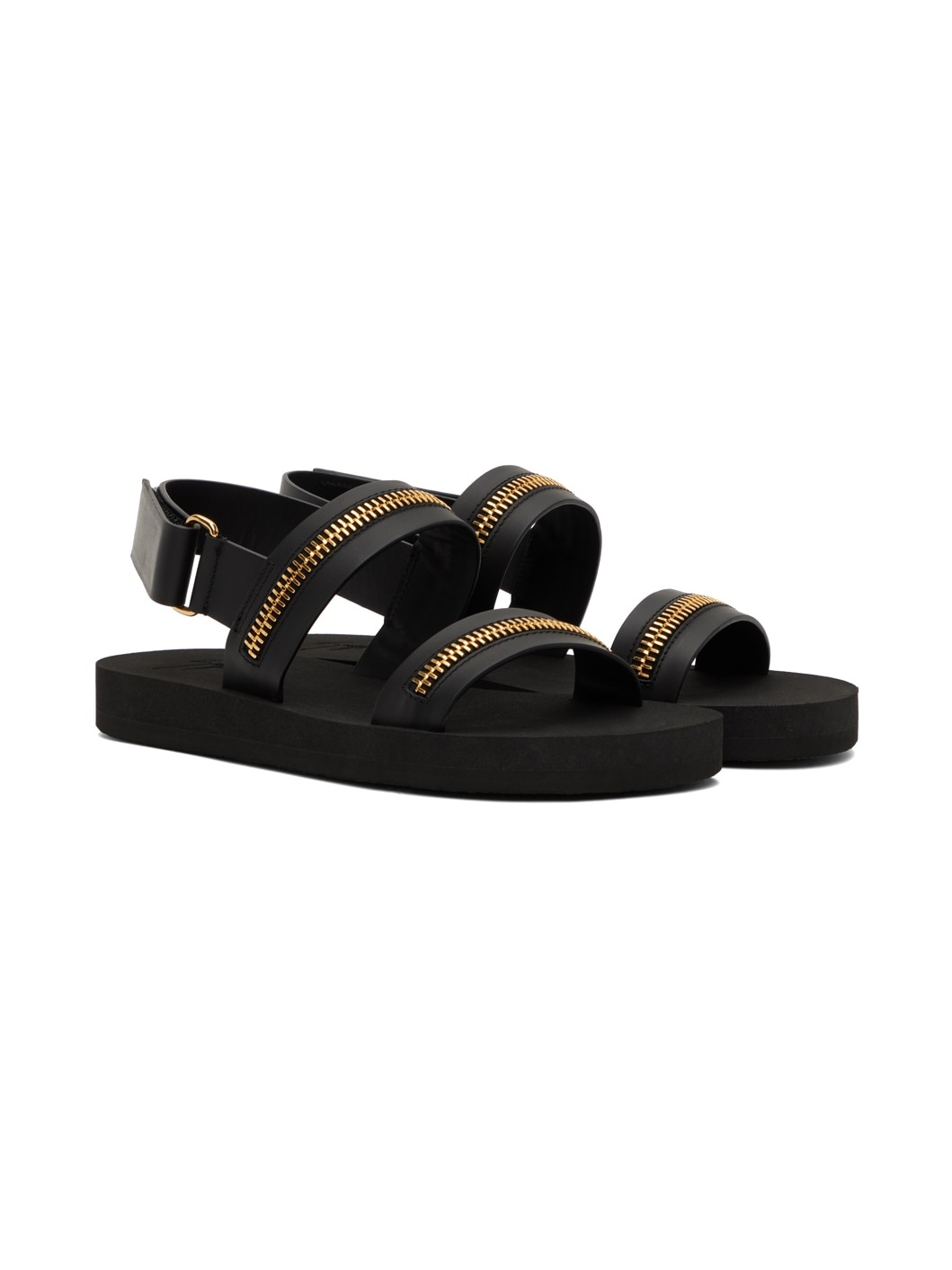 Black Zip Sandals - 4