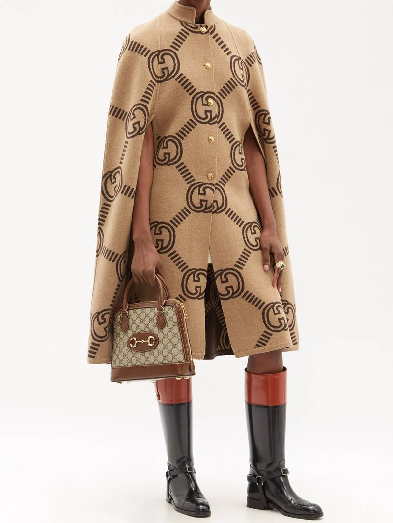 GUCCI GG-jacquard wool-blend cape outlook