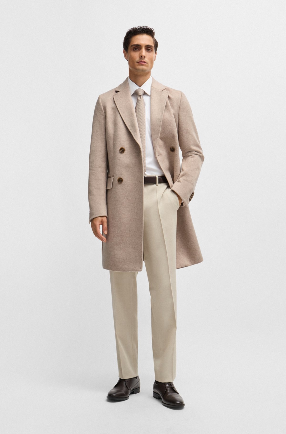 SLIM-FIT COAT IN WOOL WITH CASHMERE - 4