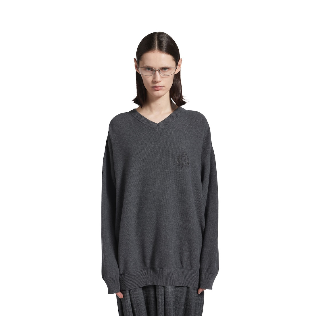 Women's Layered Sweater Dress in Heather Grey - 5
