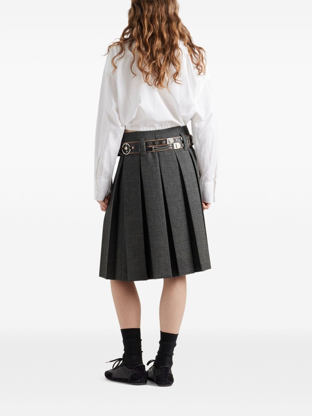belted pleated skirt - 3