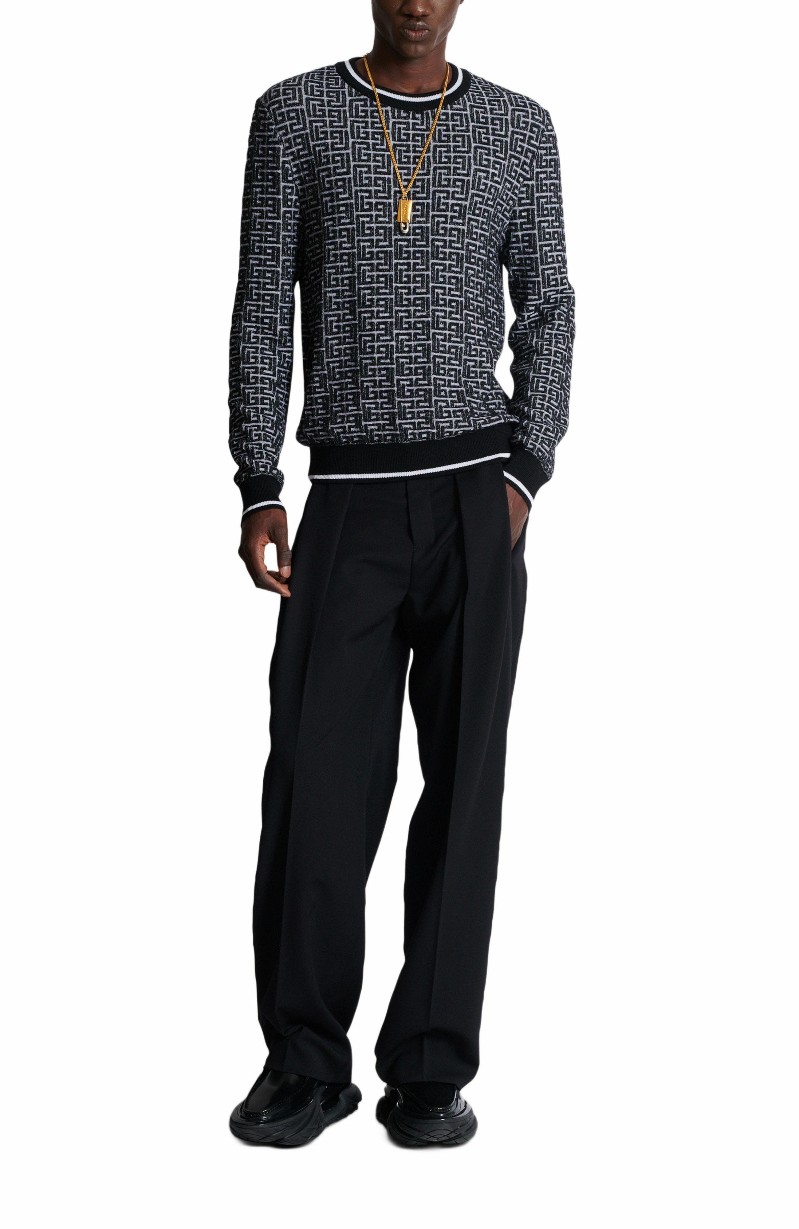 Balmain PB Labyrinth knit jumper in Black at Nordstrom - 2