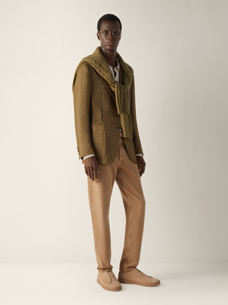 ZEGNA OLIVE GREEN CASHMERE LINEN AND SILK JACKET outlook