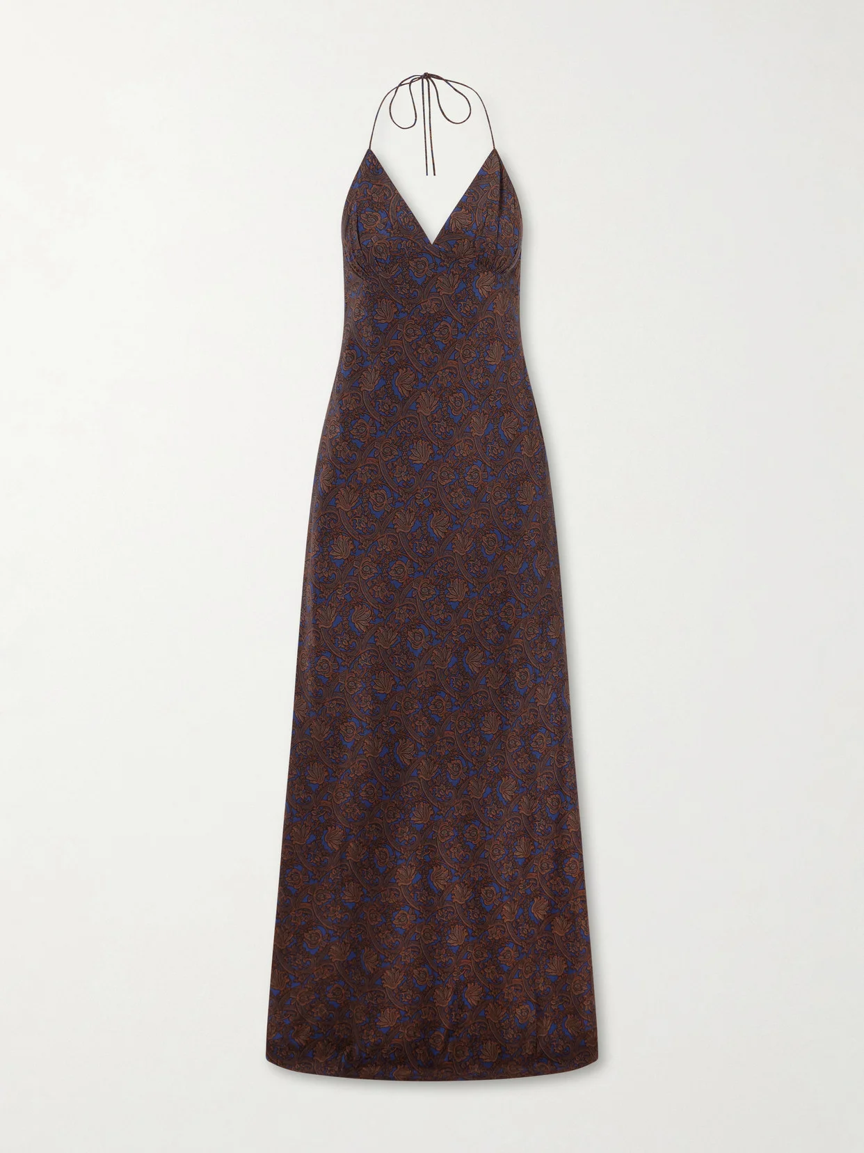 Open-back Printed Silk-crepe De Chine Halterneck Maxi Dress - 1