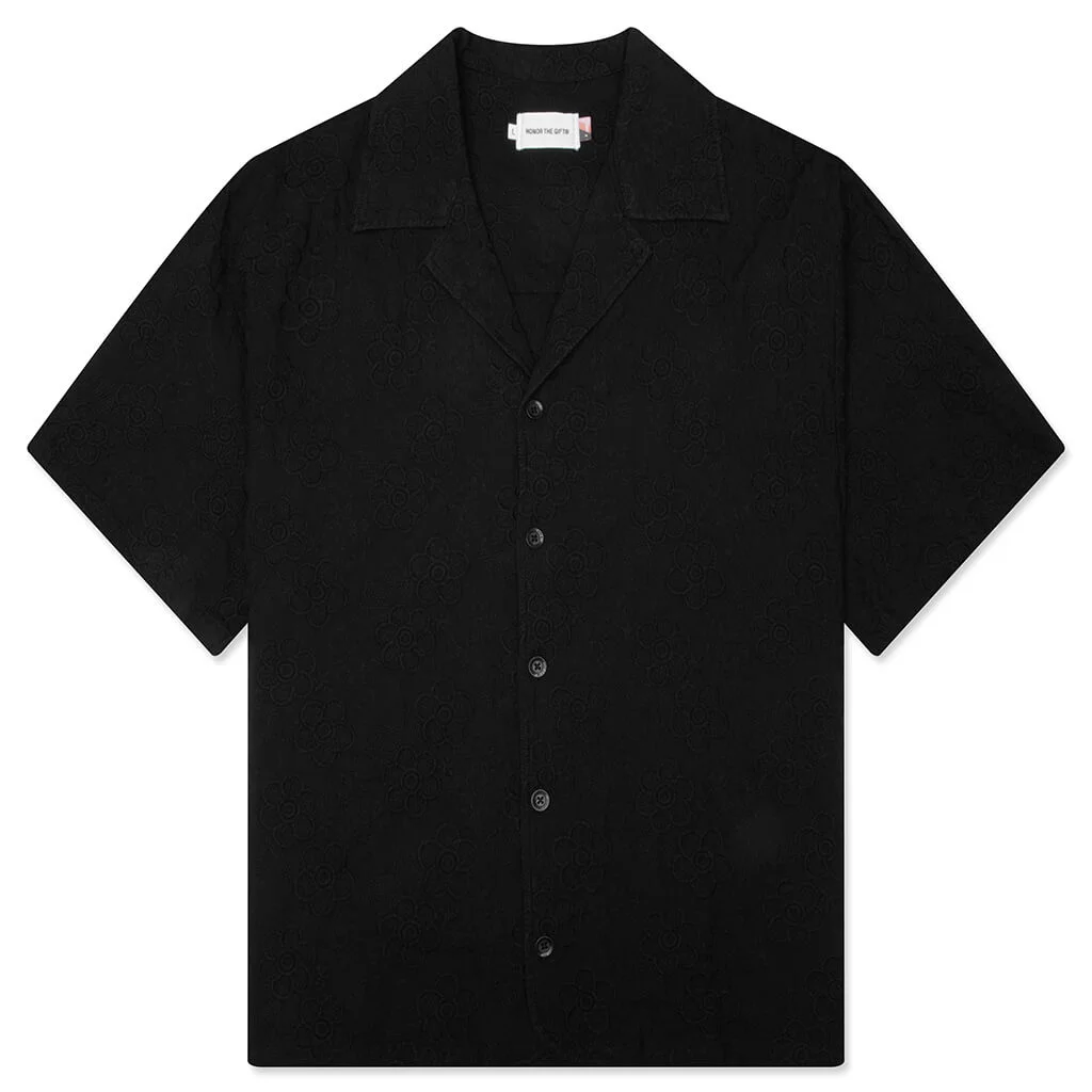 NOVELTY FLORAL CAMP SHIRT - BLACK - 1