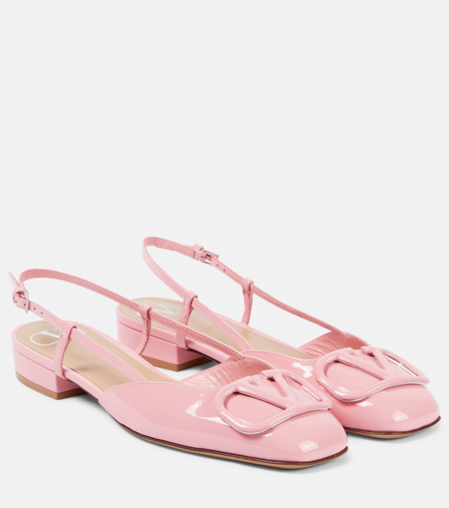 VLogo Signature patent leather slingback flats - 1