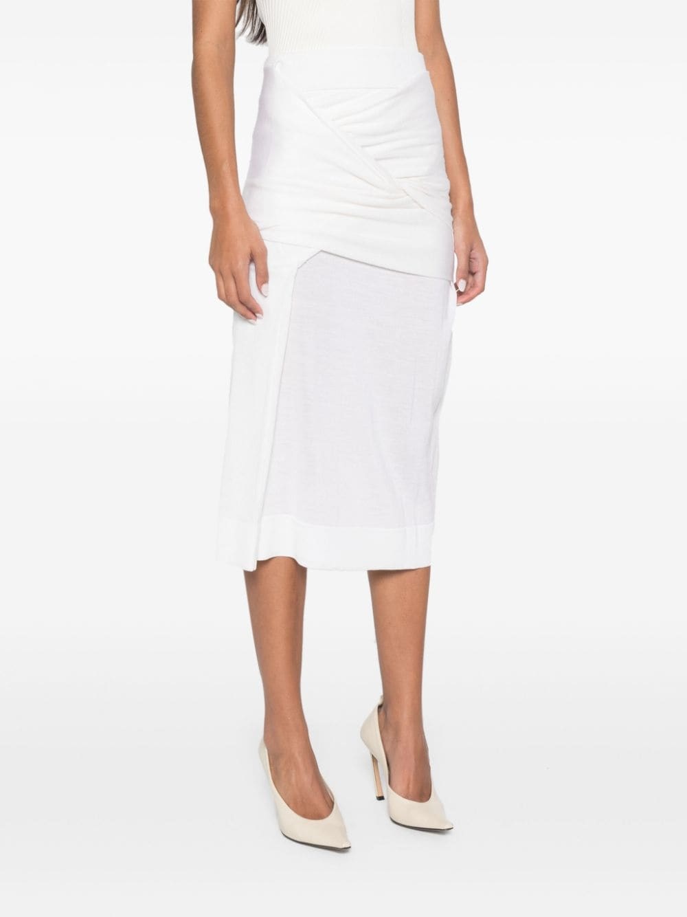 draped-detailing midi skirt - 3