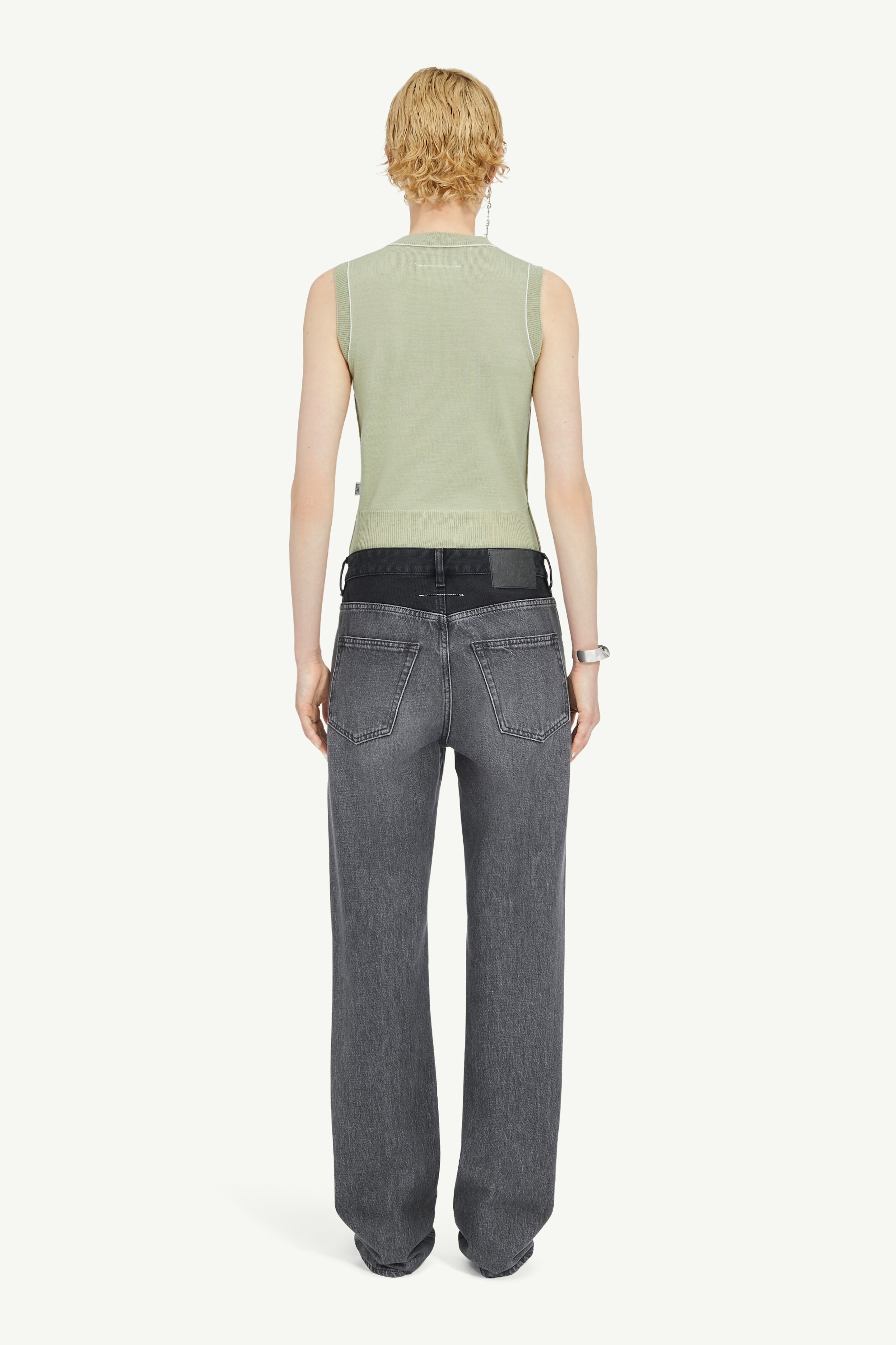 Two-Tone 5-Pocket Denim Trousers - 4