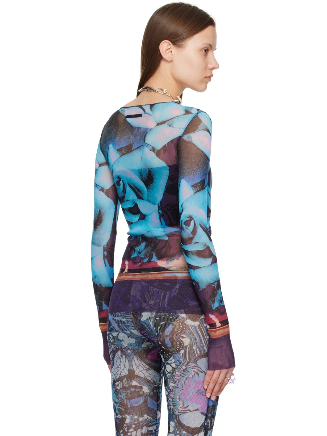 Purple & Blue Roses Long Sleeve T-Shirt - 3