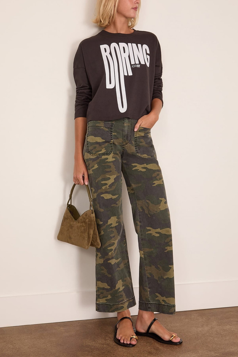 ASKK NY Cropped Long Sleeve Printed Tee in Boring outlook