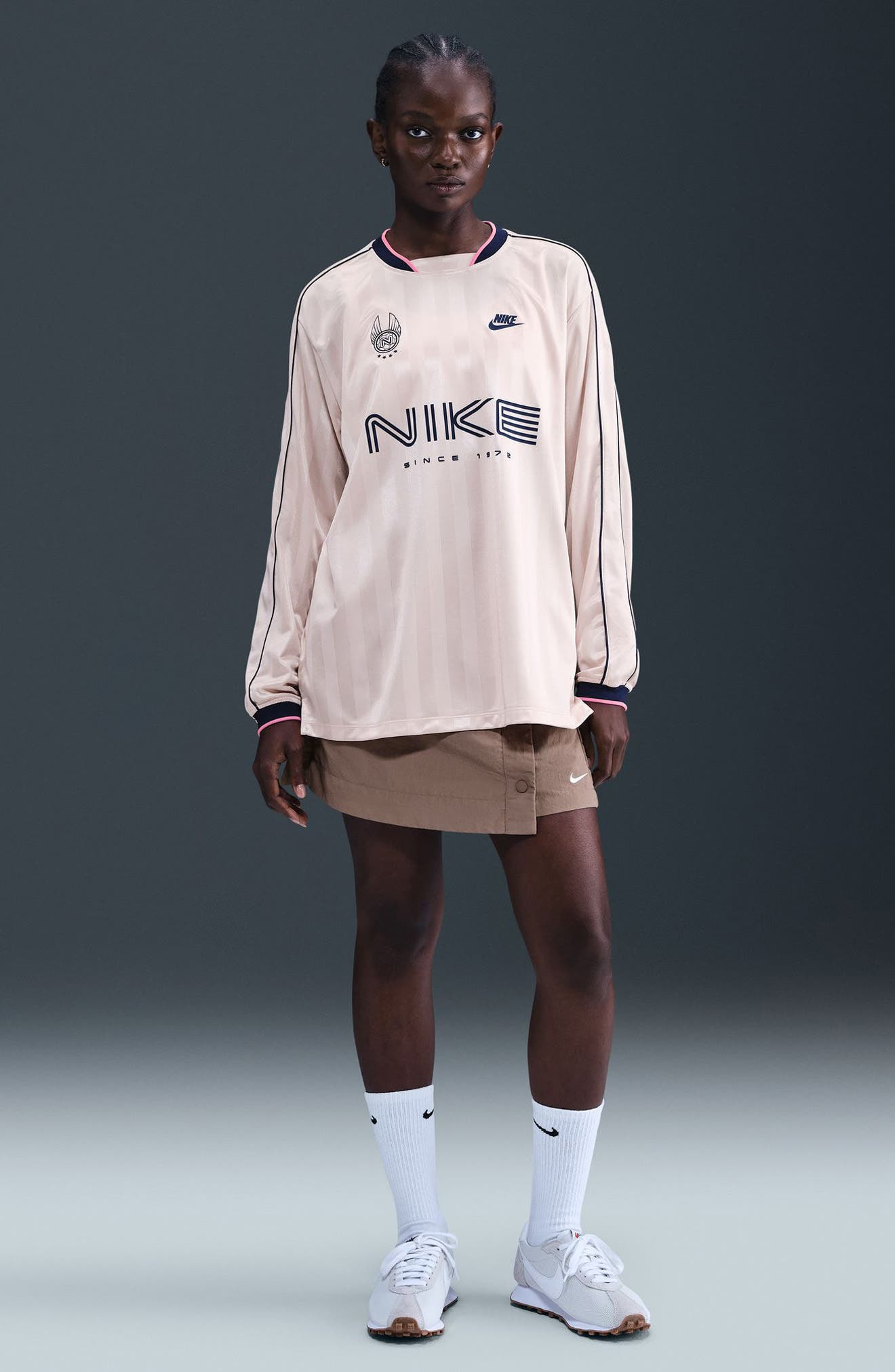 Nike Dri-FIT Oversize Printed Top in Red/Midnight Navy at Nordstrom - 7