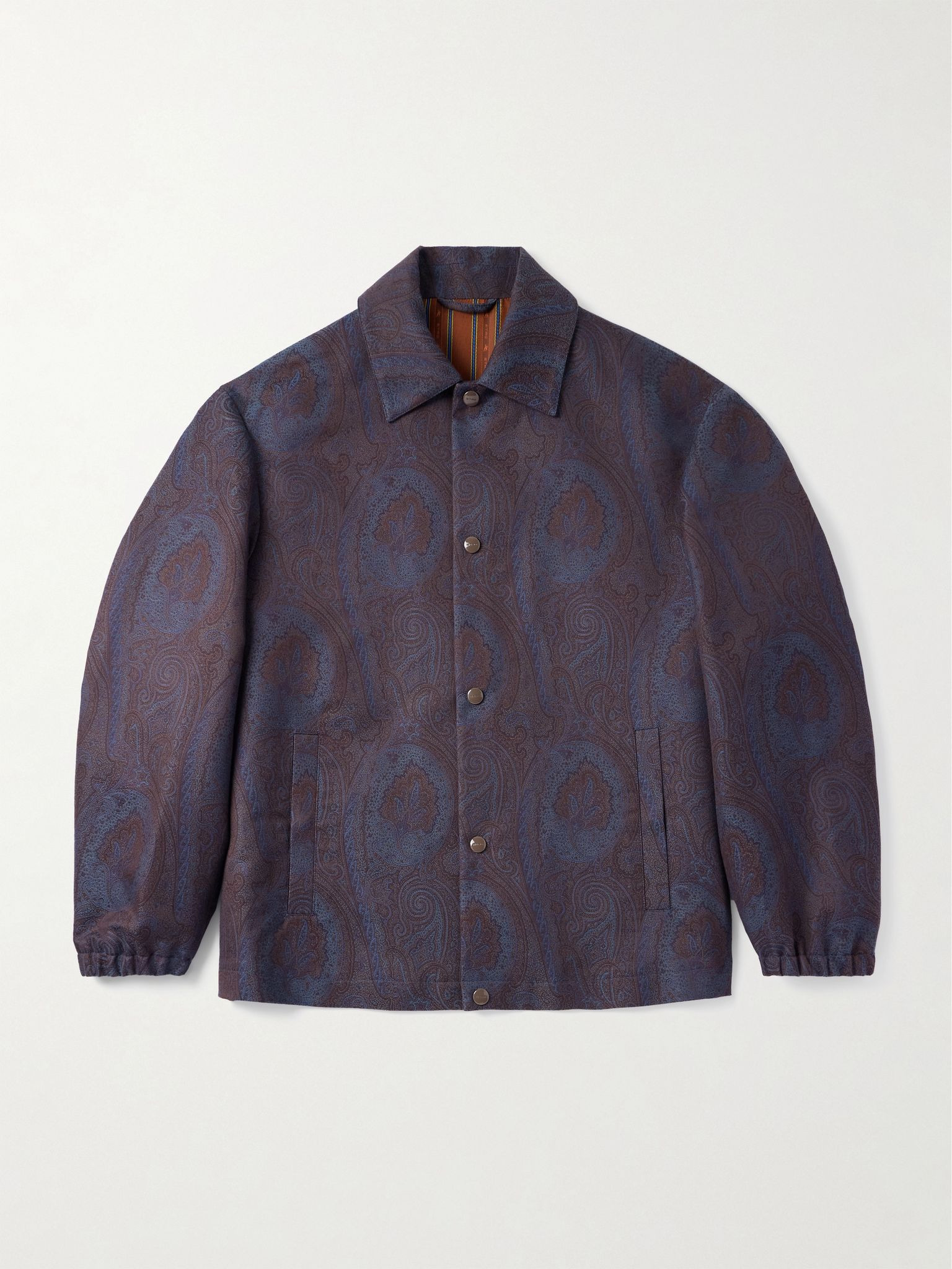Paisley-Jacquard Cotton-Blend Overshirt Blue - 1