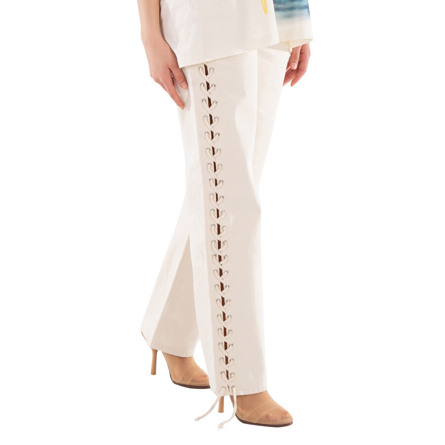 Stella Mccartney Ladies White Mid-Rise Straight-Leg Jeans - 2