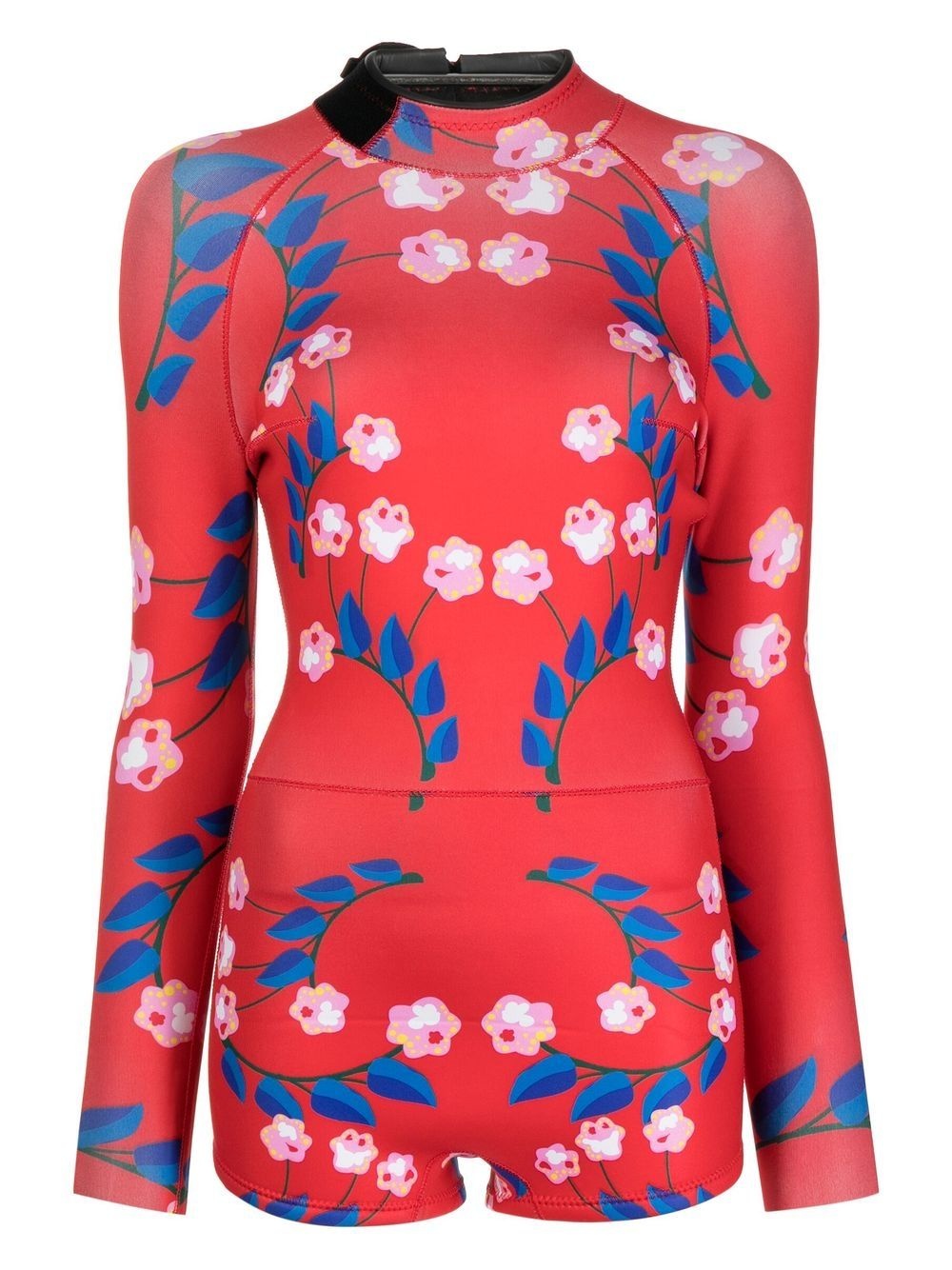 floral-print long-sleeve swimsuit - 1