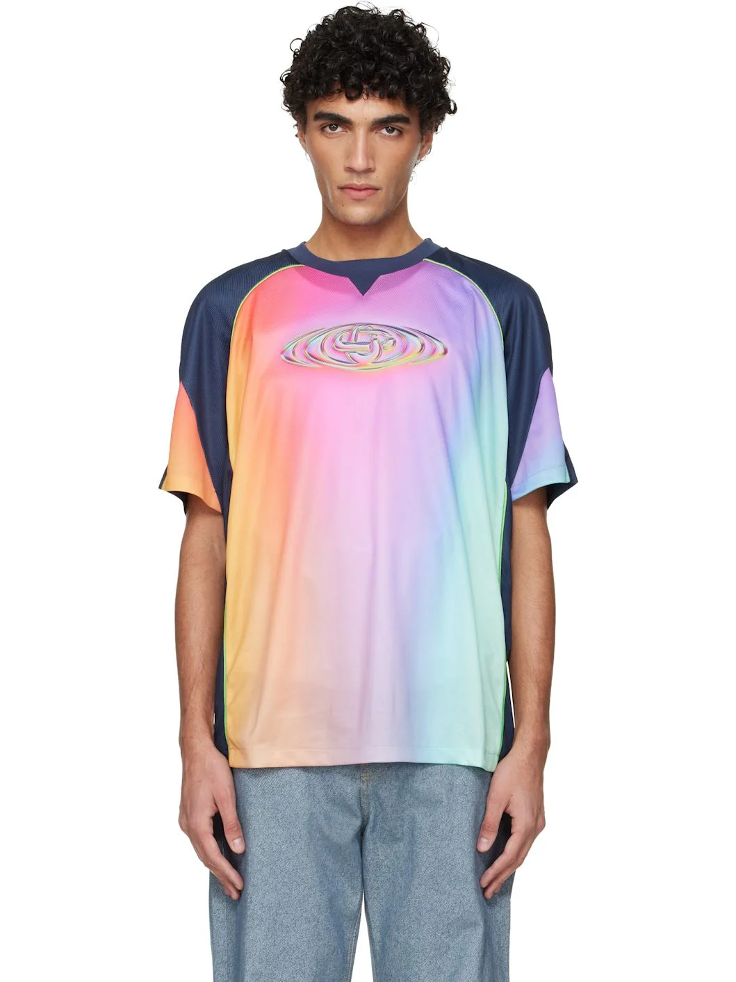 Multicolor Short Sleeve Football T-shirt - 1