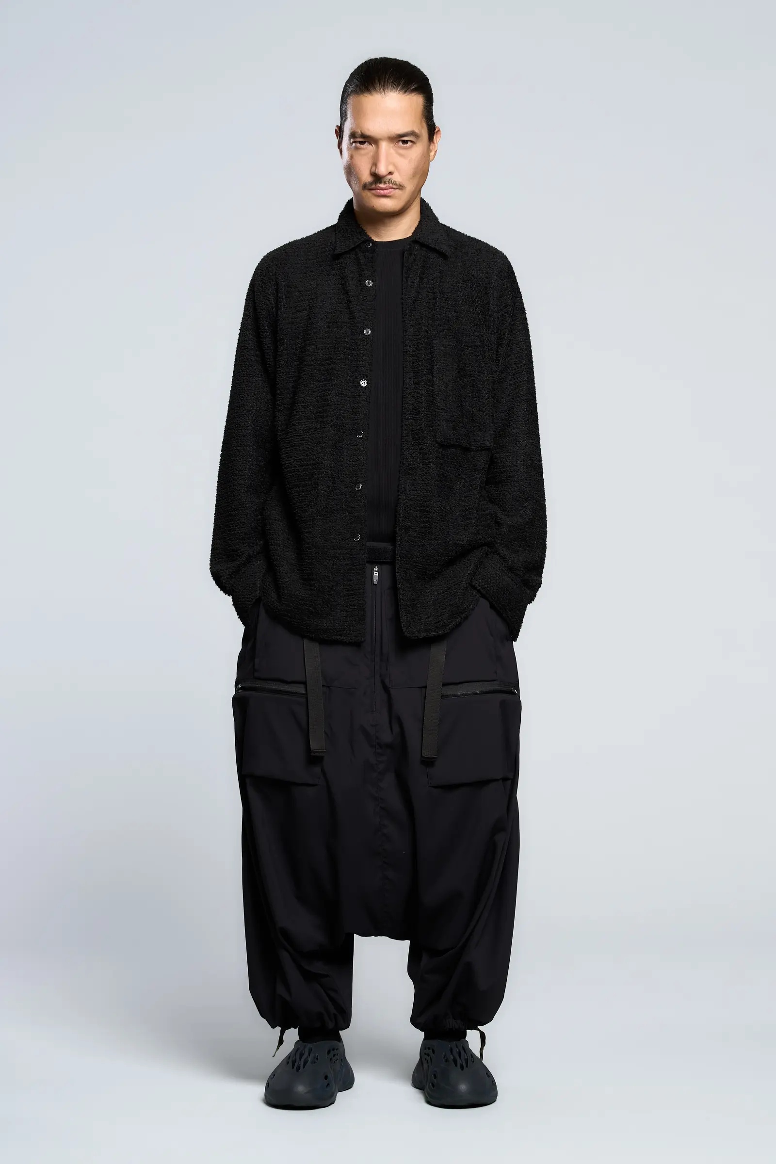 LA1-AD Lofted Knit Fiber Long Sleeve Shirt Black - 12