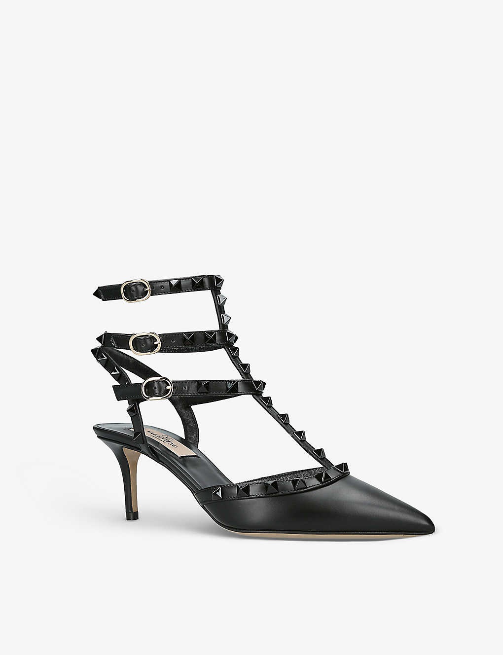 Rockstud stud-embellished leather heeled courts - 3