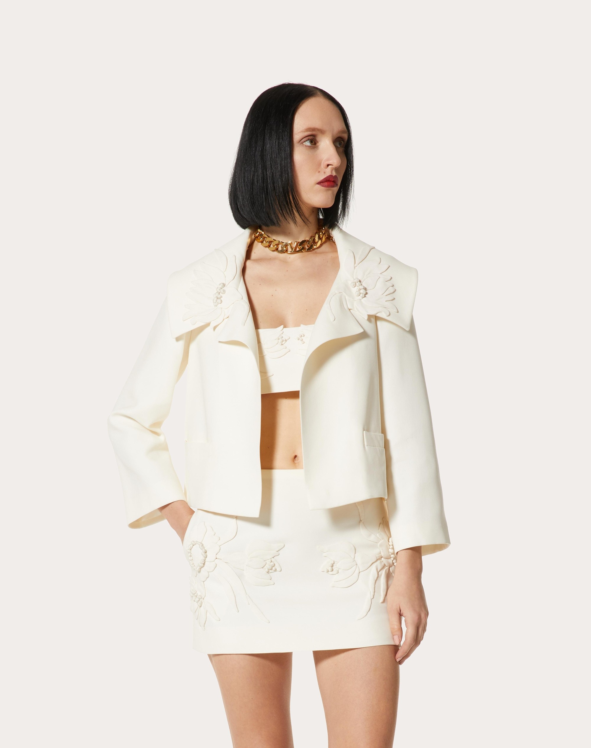 PETITE EMBROIDERED CREPE COUTURE JACKET - 3