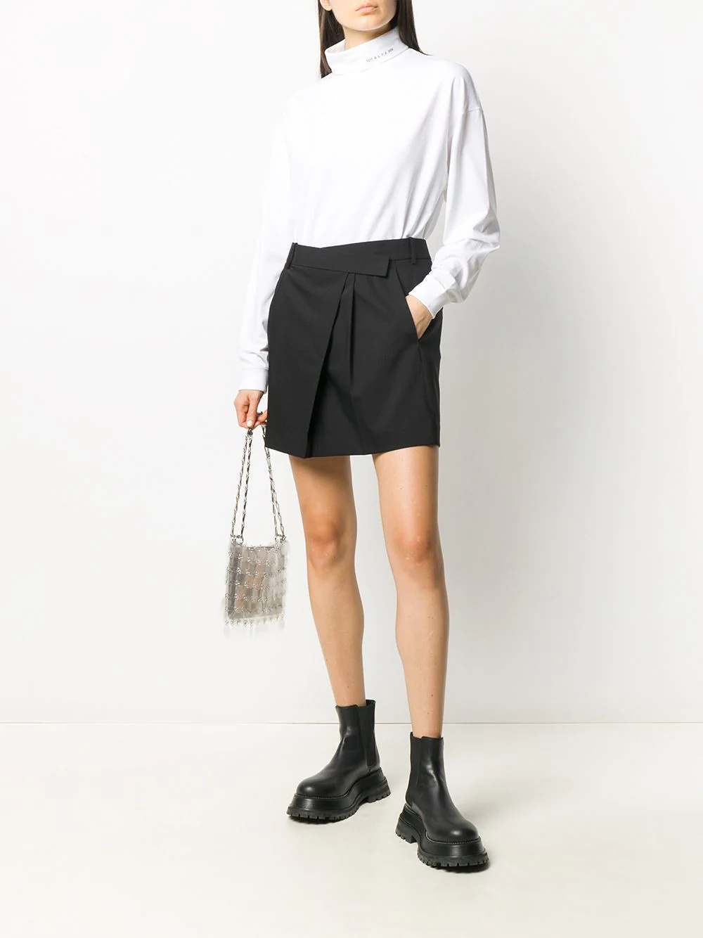 pleated asymmetric skirt - 2