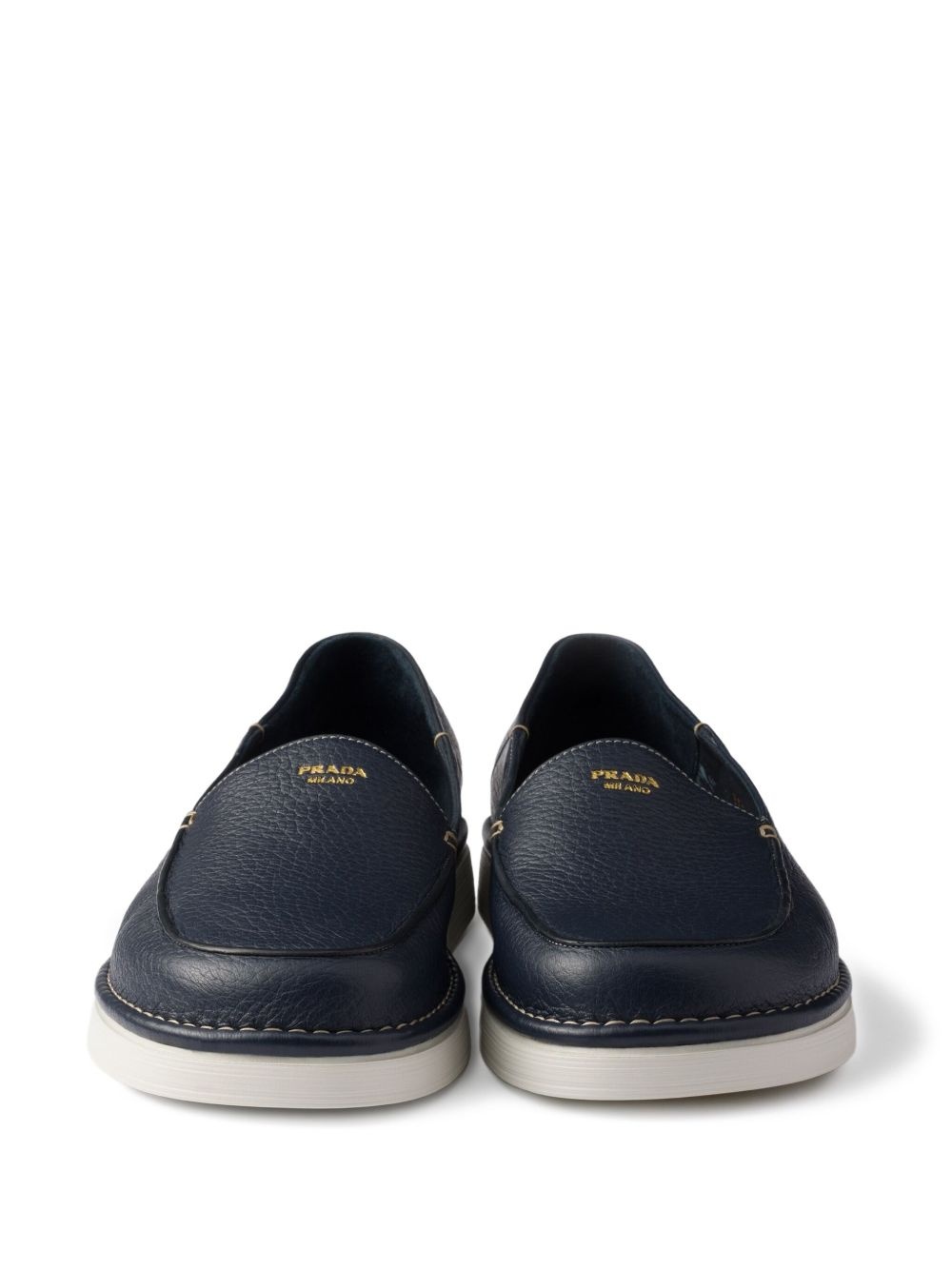 textured leather loafers - 5
