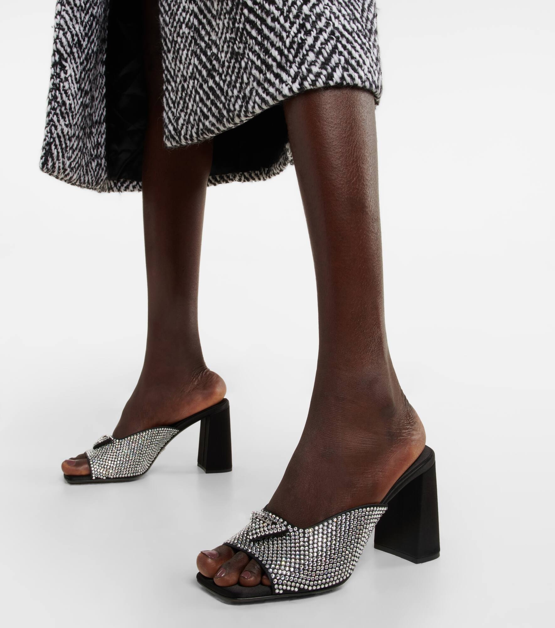 Embellished satin sandals - 4