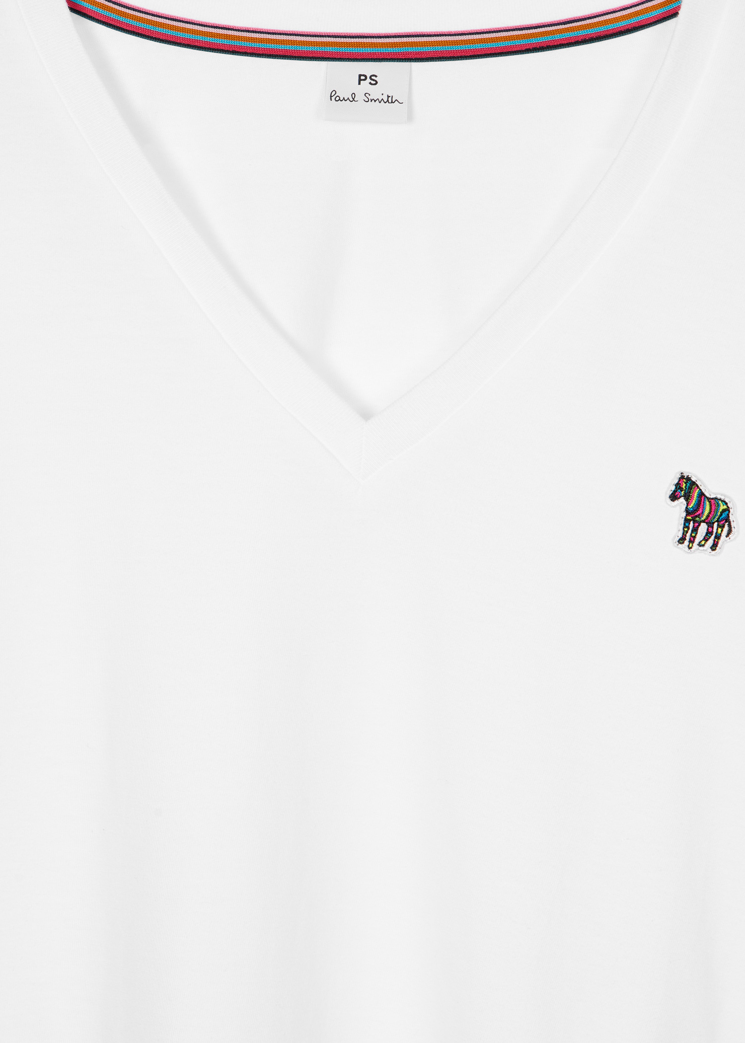 Women's White V-Neck Zebra T-Shirt - 2