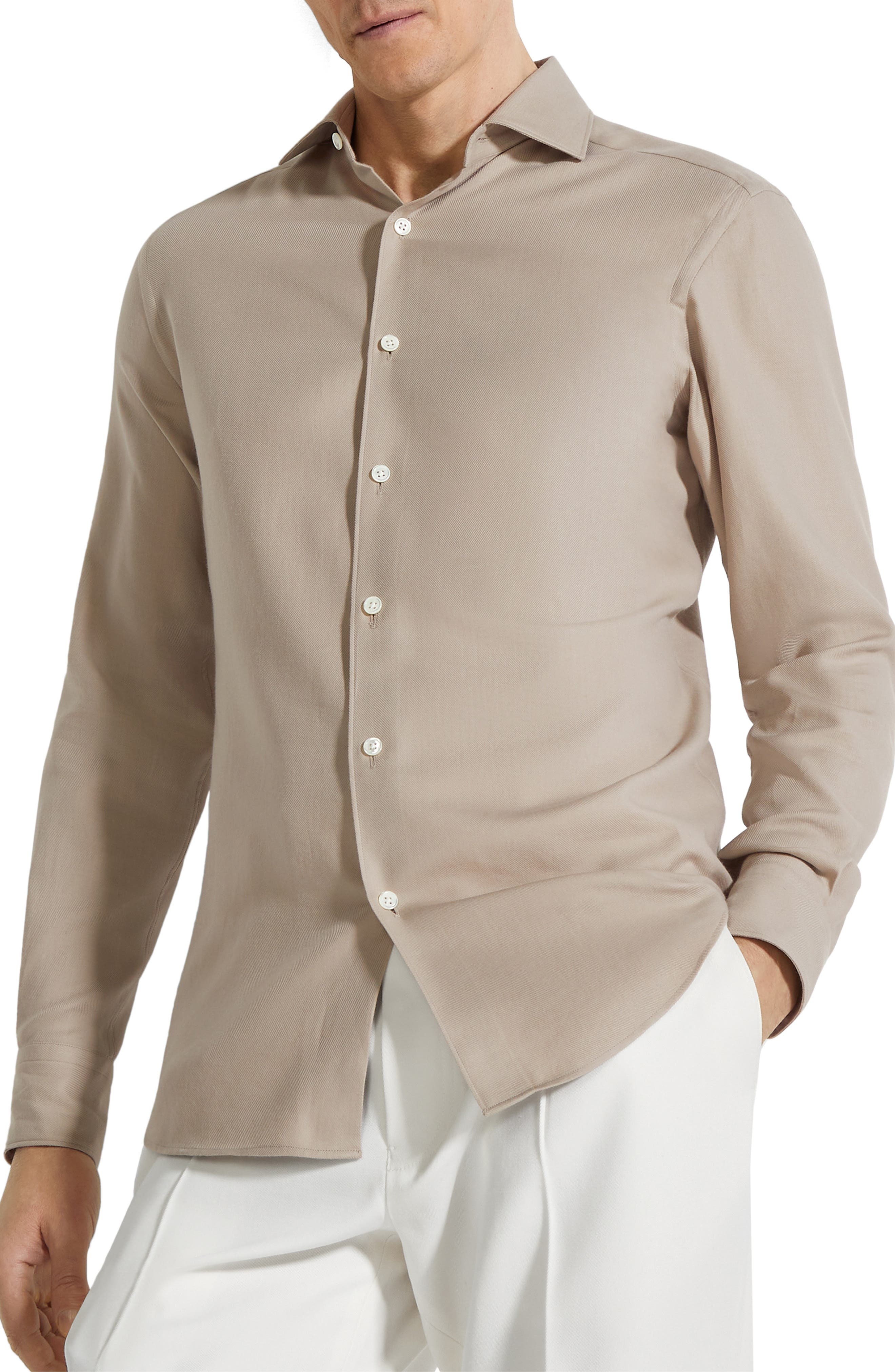 ZEGNA Cashco Cotton & Cashmere Button-Up Shirt in Piedicavallo at Nordstrom - 3