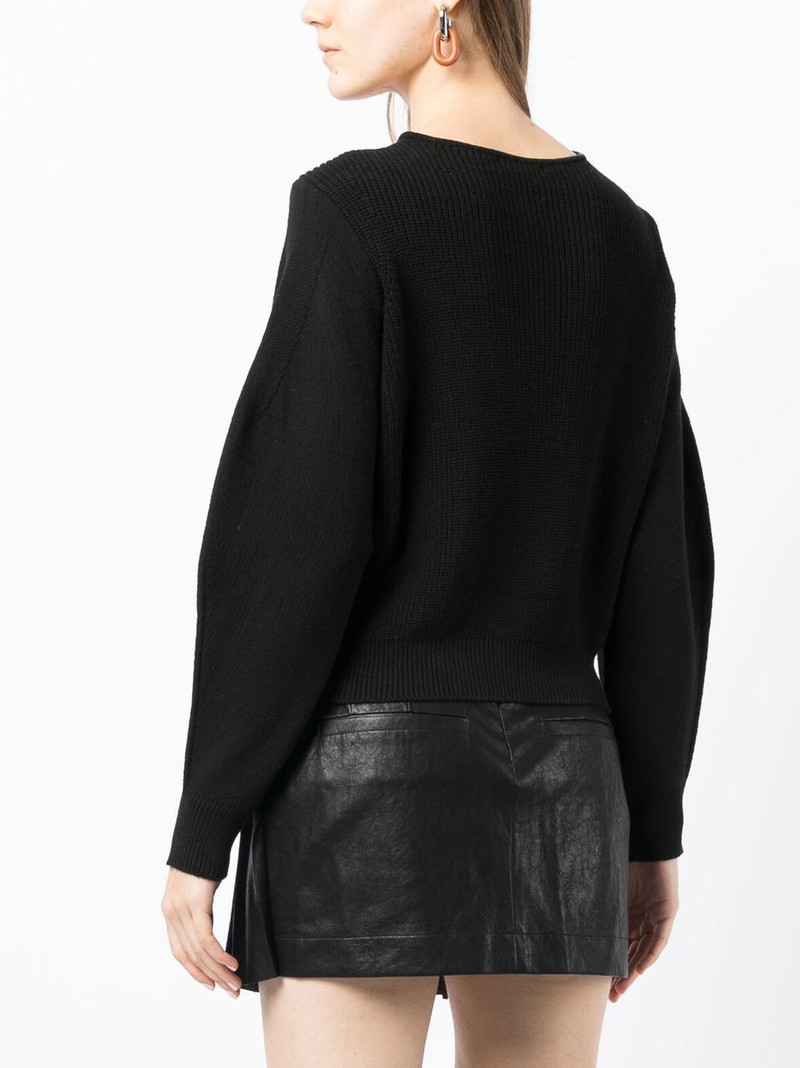 crossover-neck ribbed-knit jumper 4