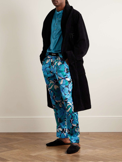 TOM FORD Straight-Leg Velvet-Trimmed Printed Stretch-Silk Pyjama Trousers outlook