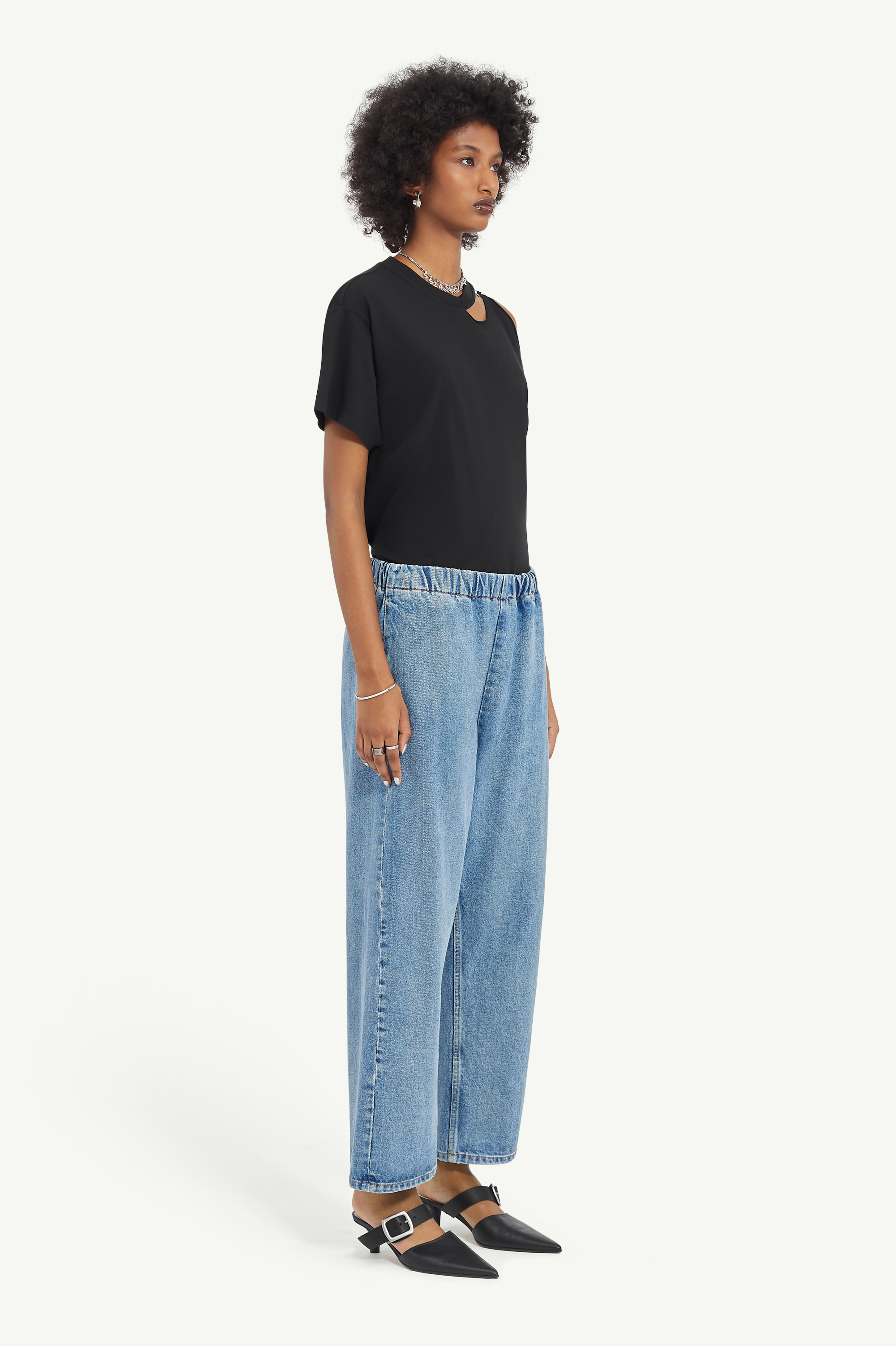 Cropped Blue Denim Trousers - 3