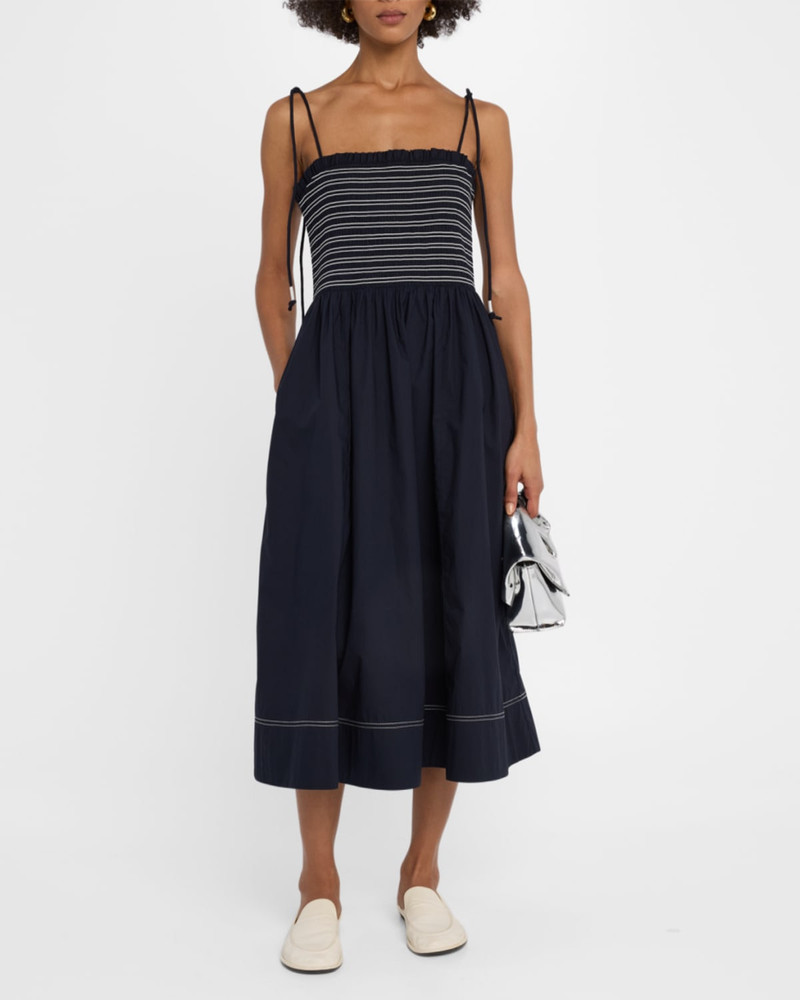 VERONICA BEARD Kaela Smocked A-Line Midi Dress outlook