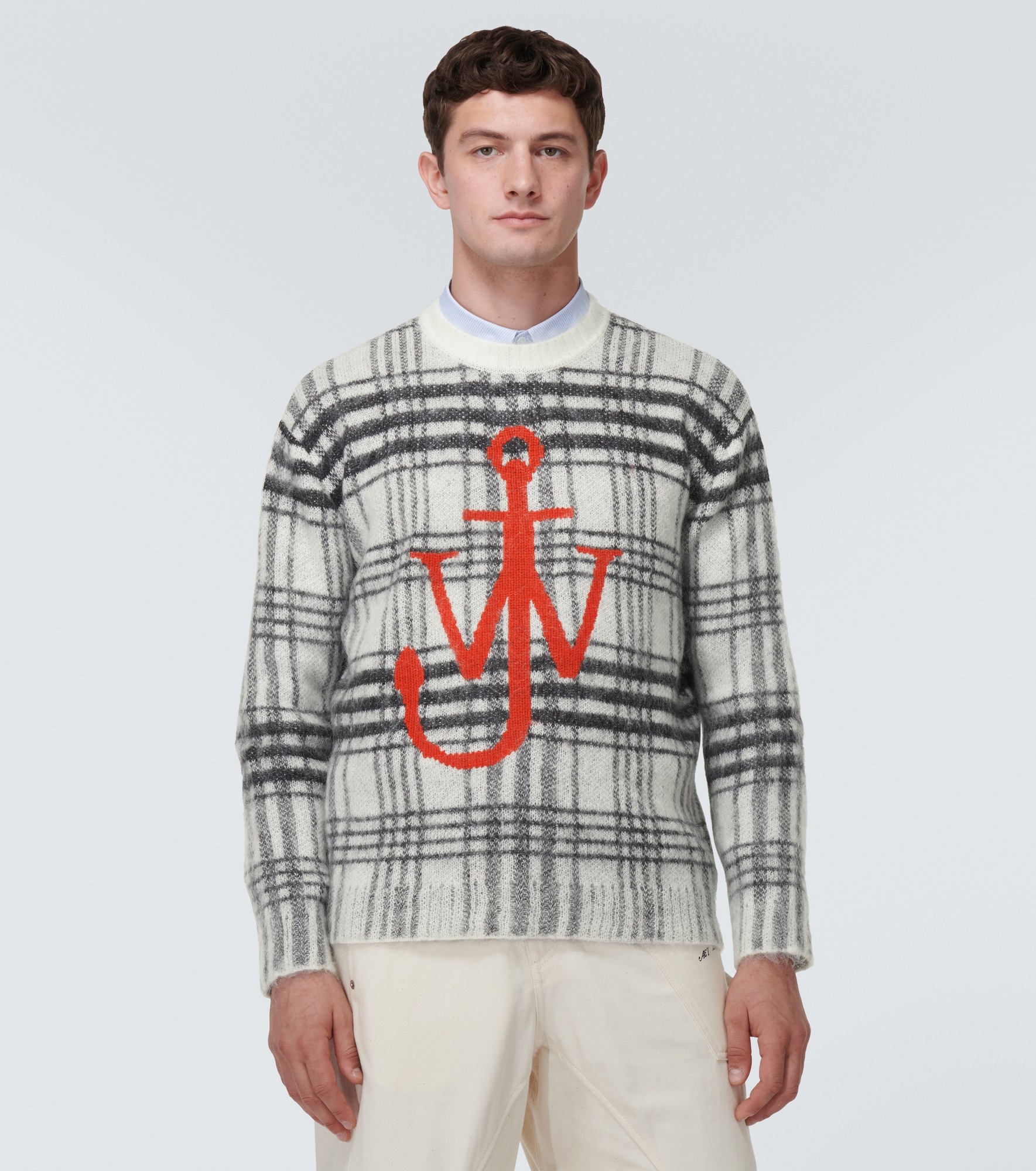 【送料&関税込】J.W. Anderson Logo Check Sweater J.W. Anderson Logo embroidery check sweater - Men
